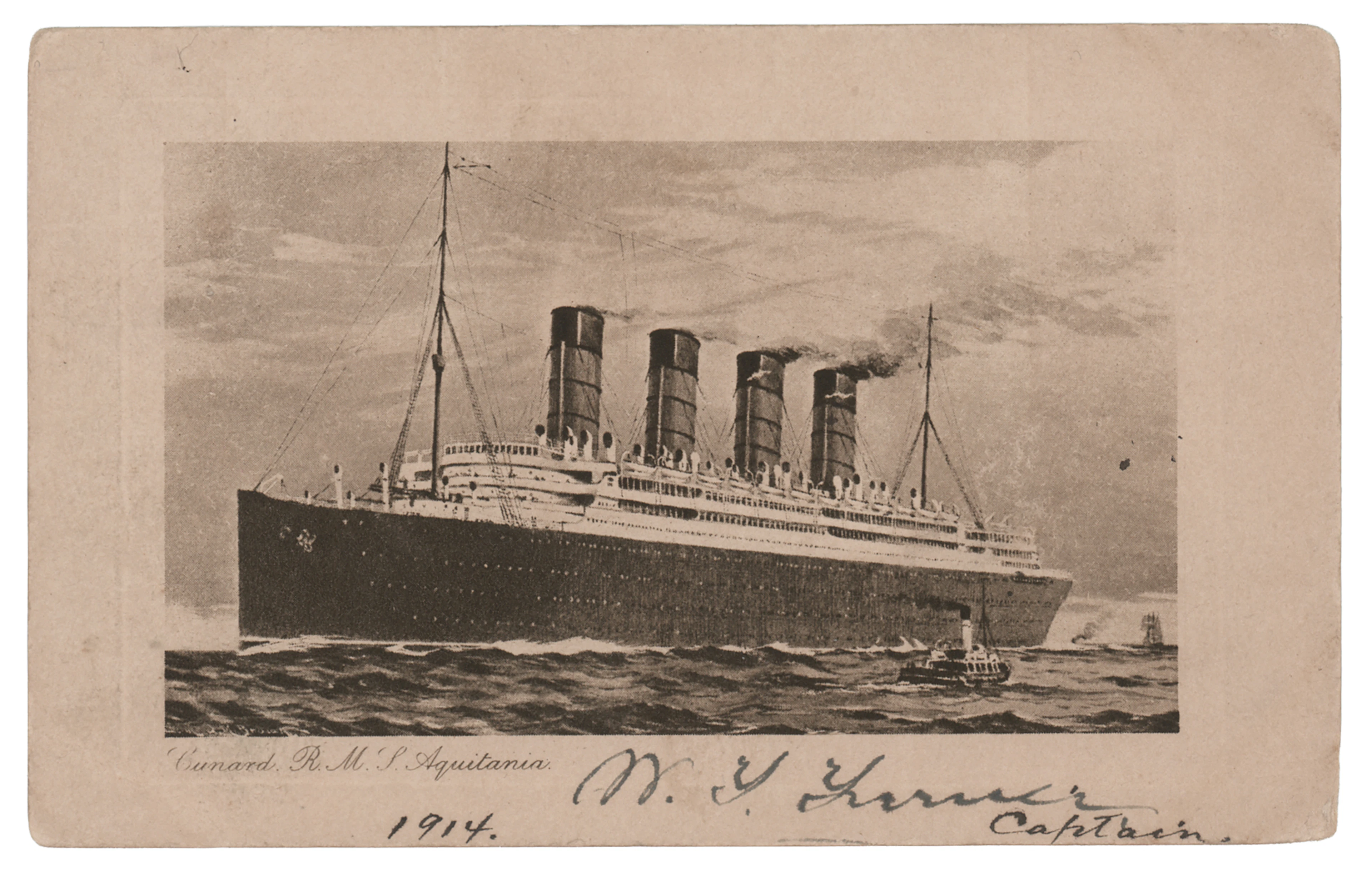 Lusitania: William Thomas Turner Signed Postcard