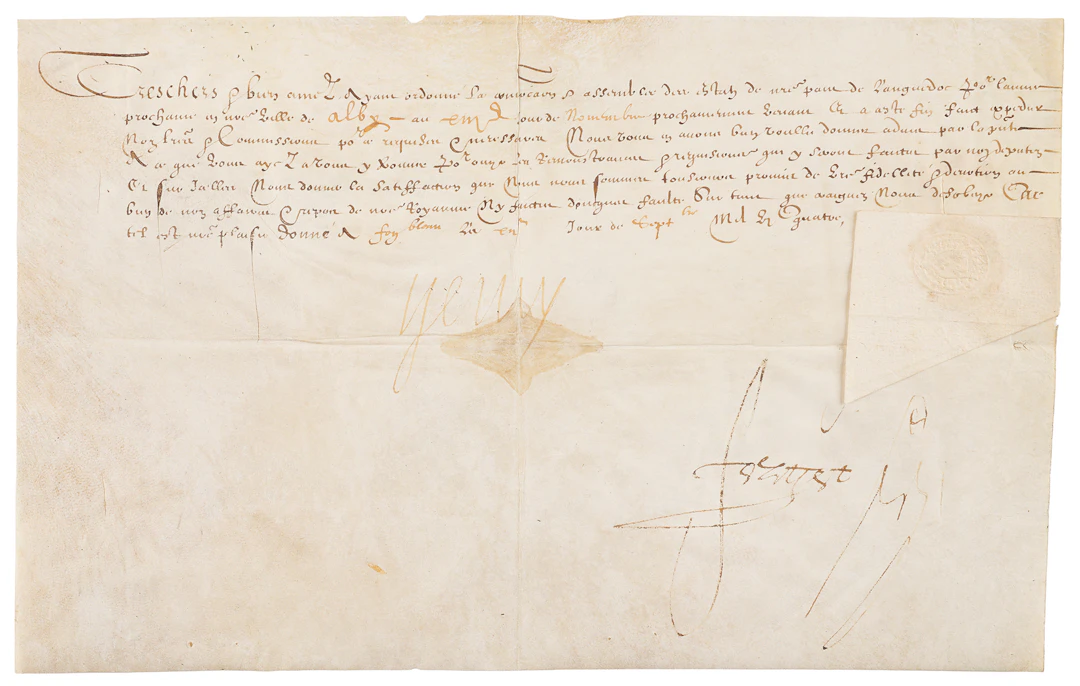 King Henry IV Document Signed, Summoning an Assembly at Albi