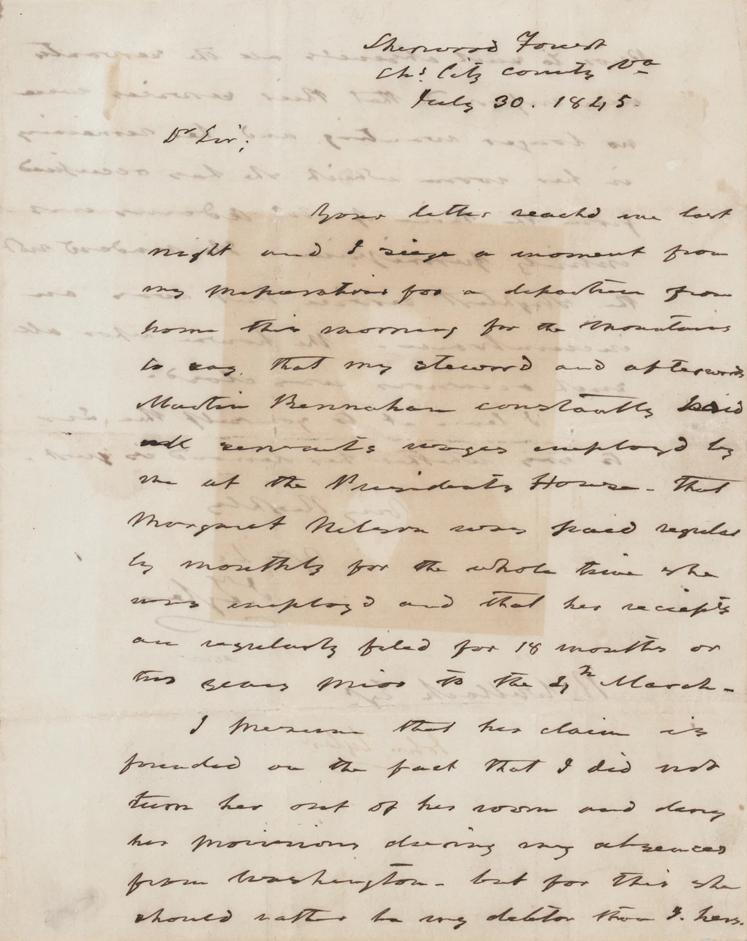 John Tyler Autograph Letter Signed on a White House Wage Claim - “She