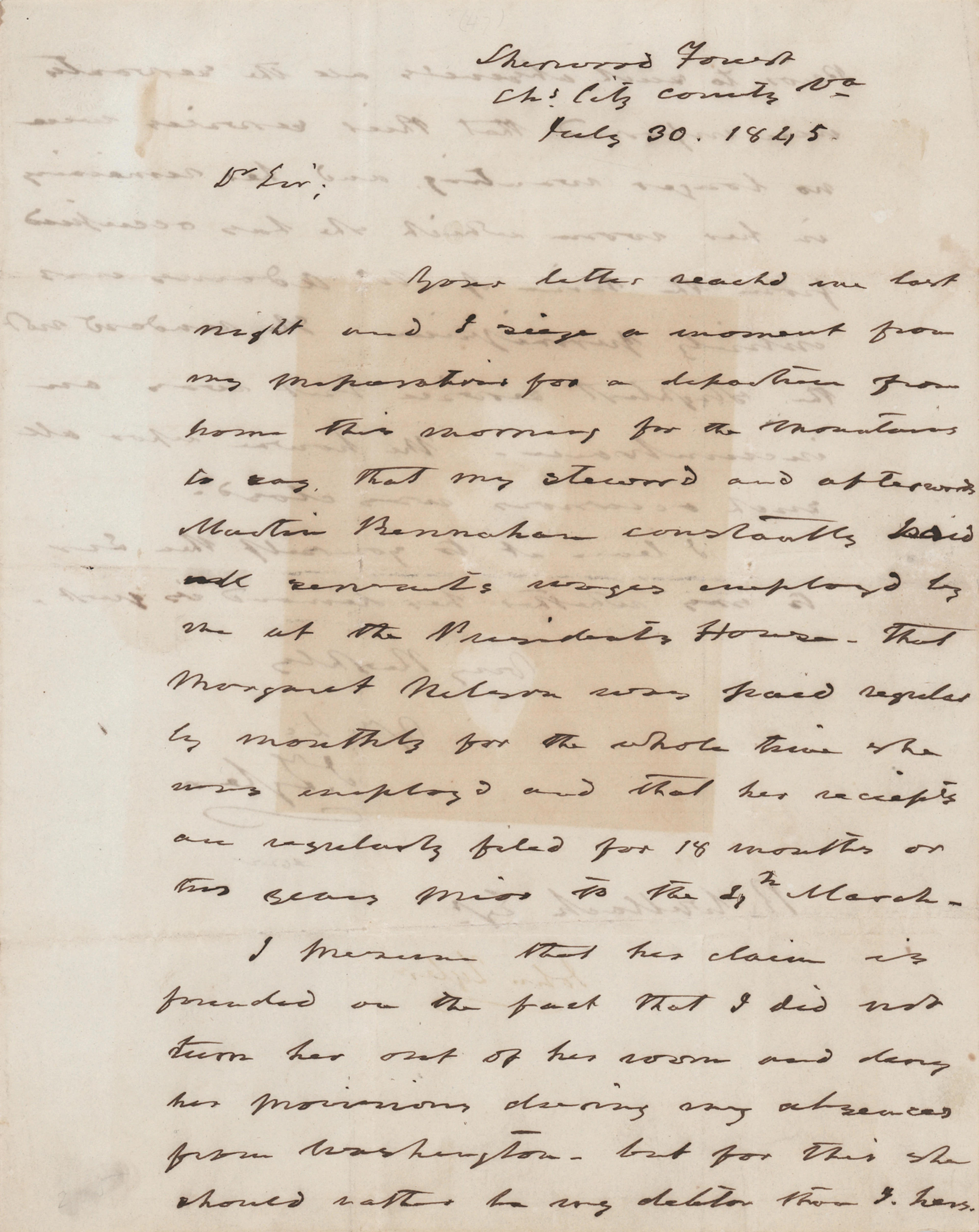 John Tyler Autograph Letter Signed on a White House Wage Claim - “She