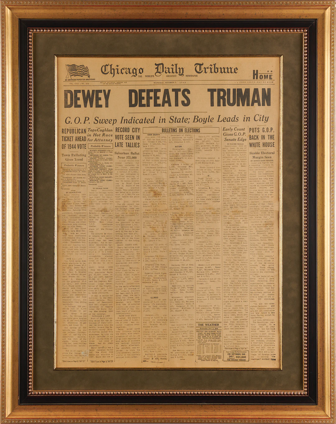 Harry S. Truman: 'Dewey Defeats Truman' Chicago Tribune Newspaper