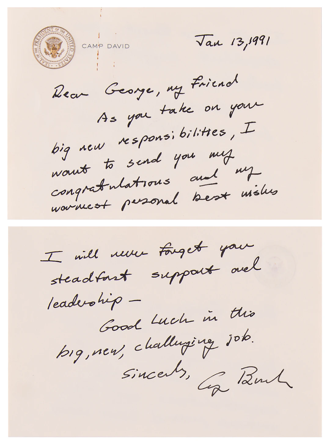 George Bush Autograph Letter Signed as President