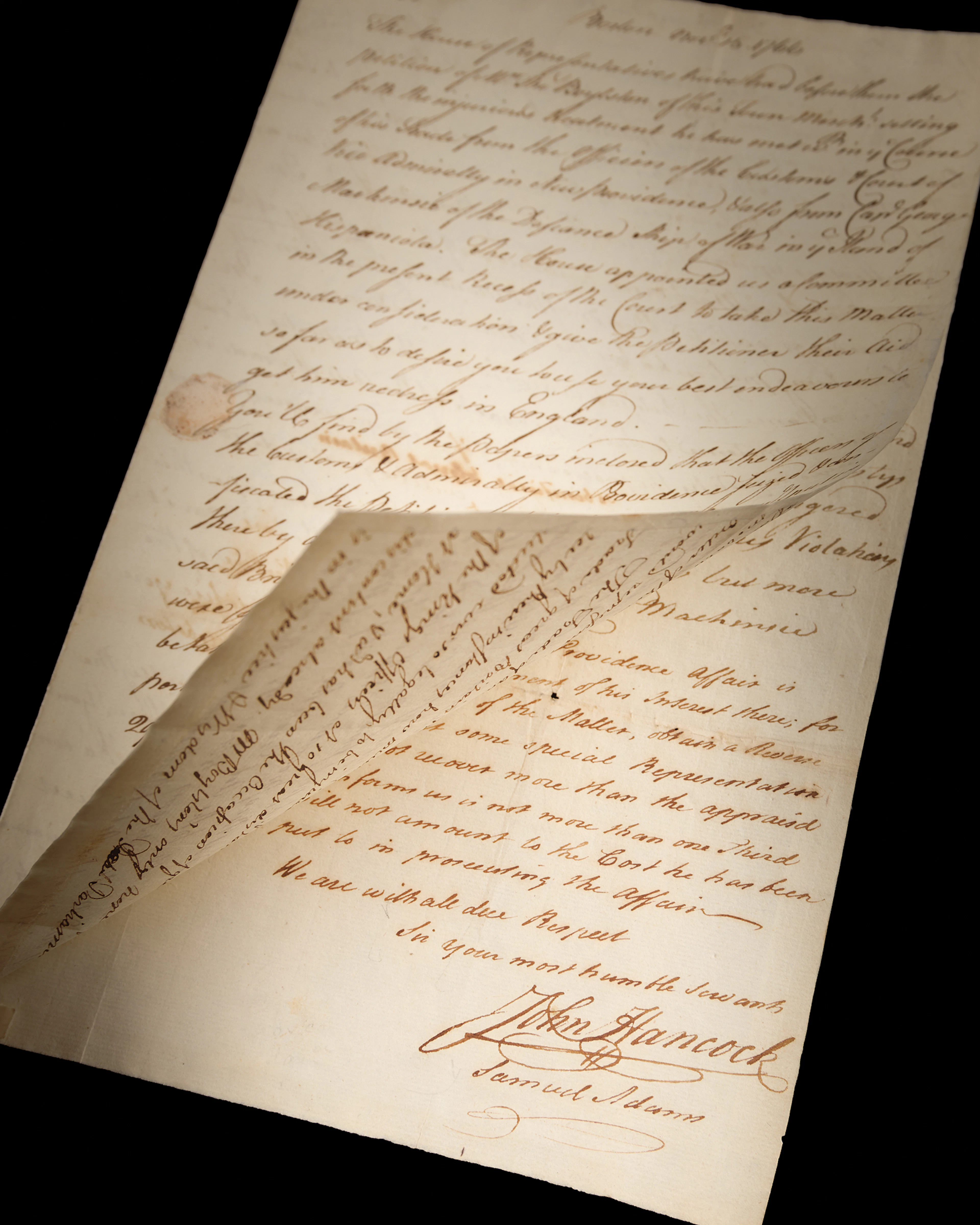 John Hancock and Samuel Adams Letter Signed on American Radicals'
