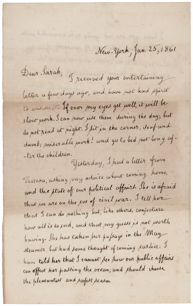 Clement C. Moore Autograph Letter Signed on His Daughter's Political