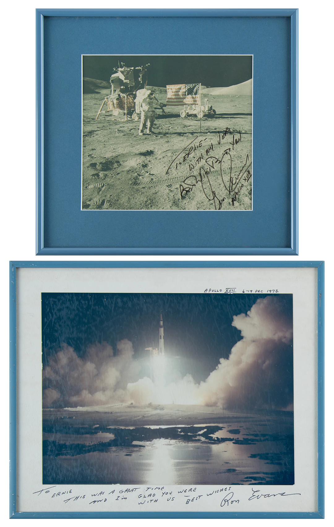 Gene Cernan and Ron Evans (2) Signed Photographs