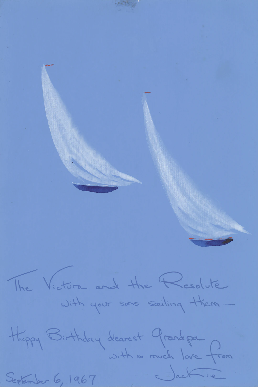 Jacqueline Kennedy Hand-Painted Birthday Card to Joseph P. Kennedy