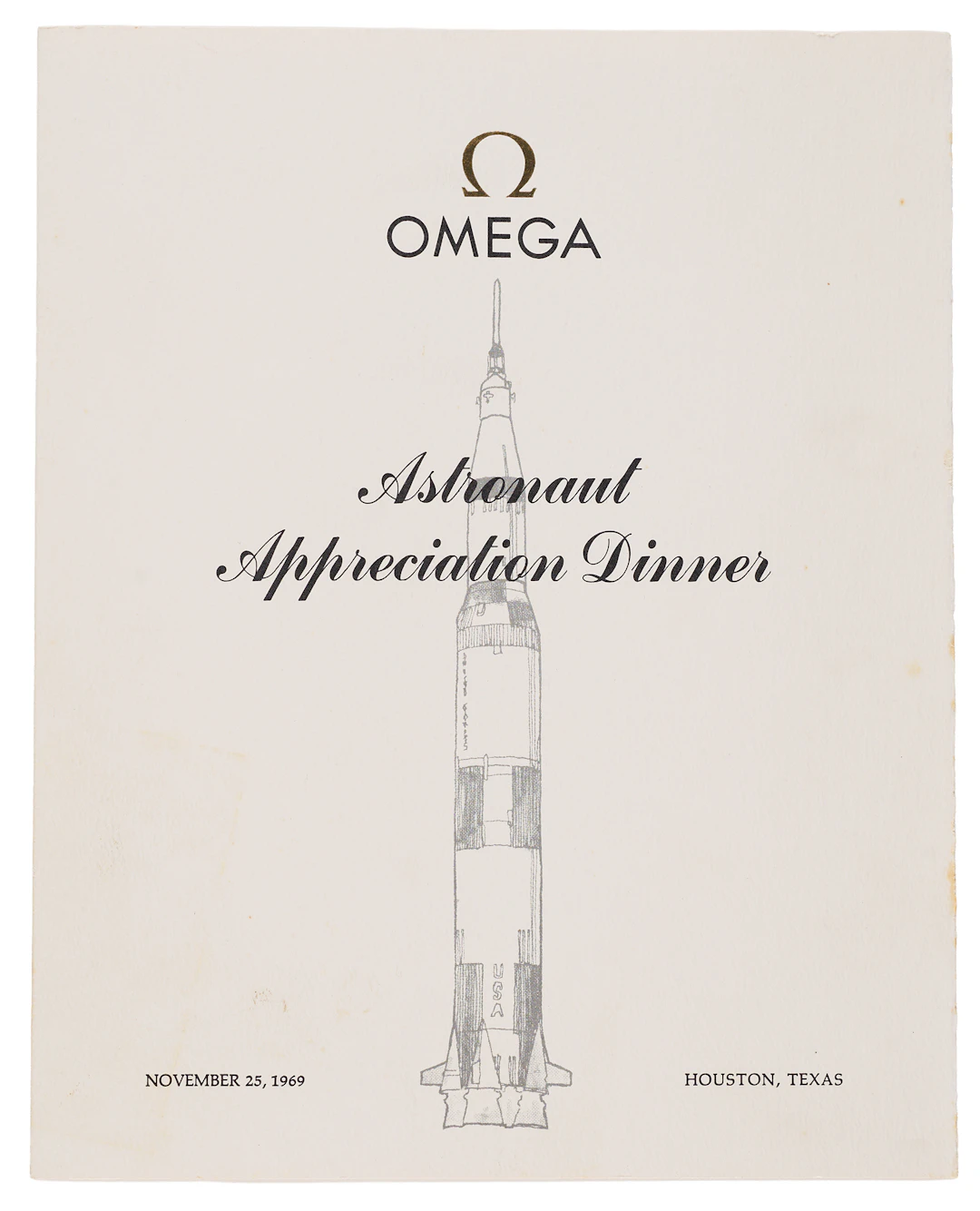 Omega Apollo Astronaut Appreciation Dinner Menu