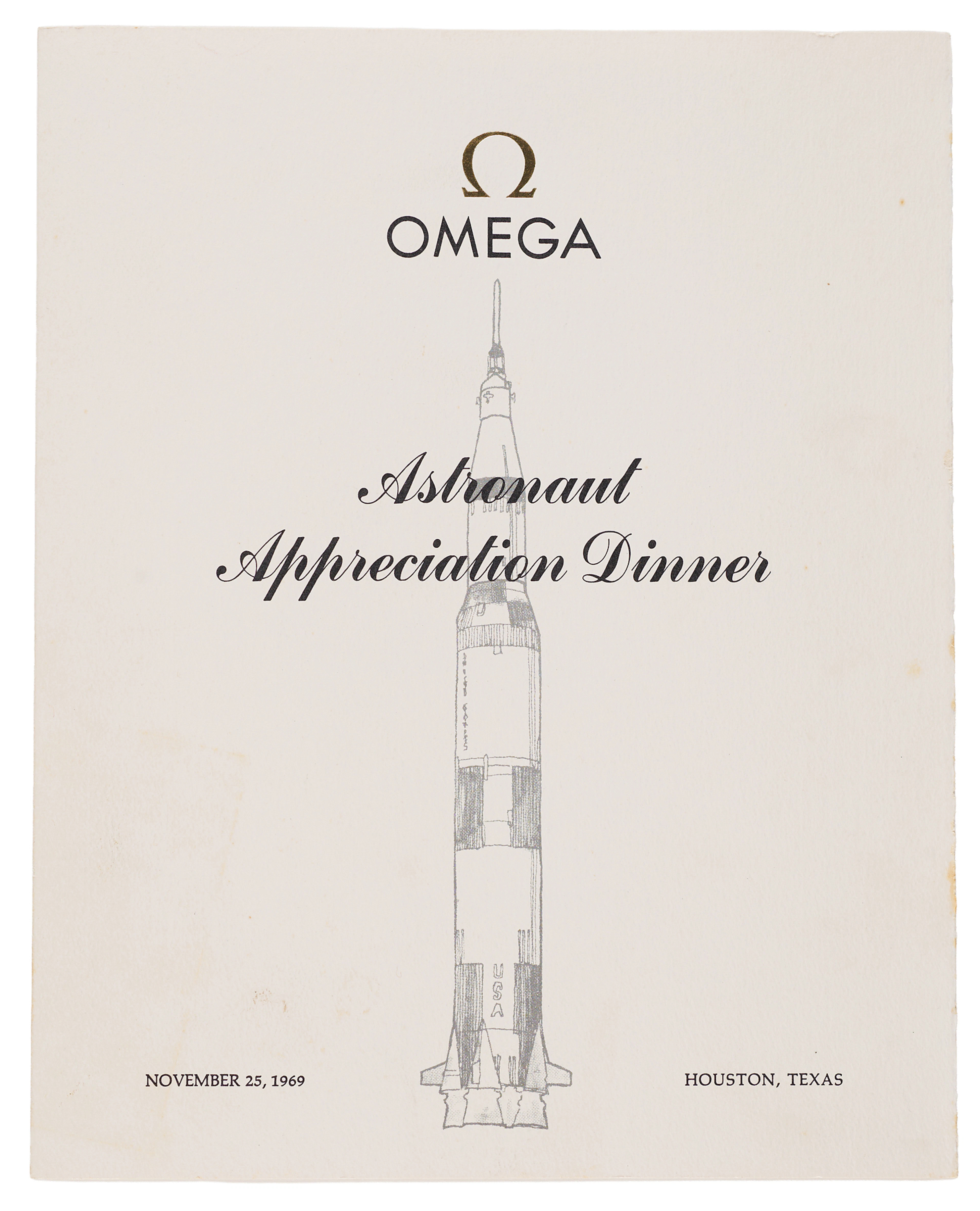 Omega Apollo Astronaut Appreciation Dinner Menu
