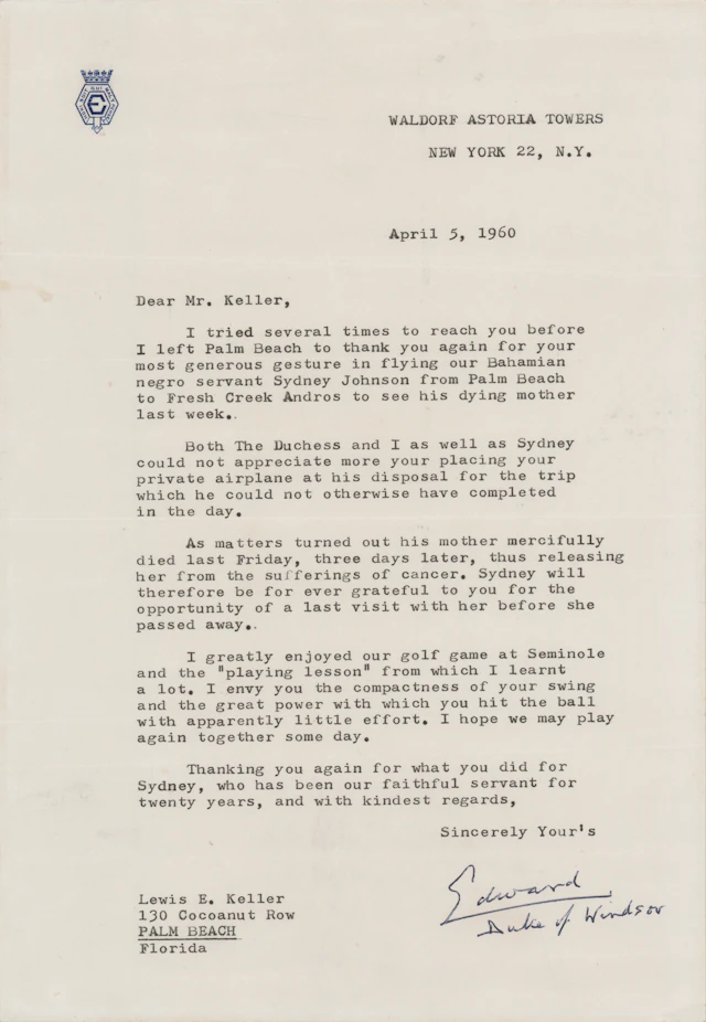 King Edward VIII Typed Letter Signed