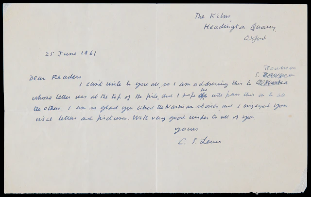 C. S. Lewis Autograph Letter Signed on "the Narnian stories"