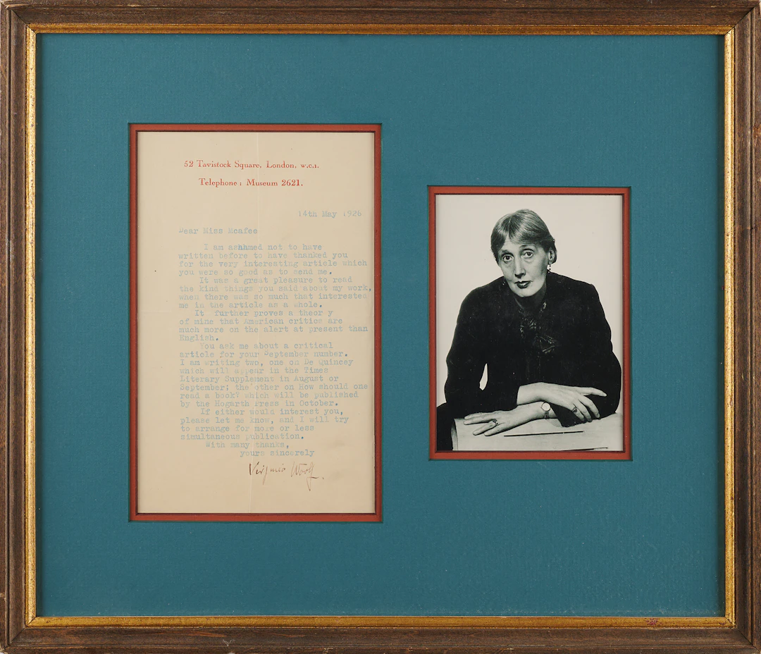 Virginia Woolf Typed Letter Signed on ‘How Should One Read a Book?’
