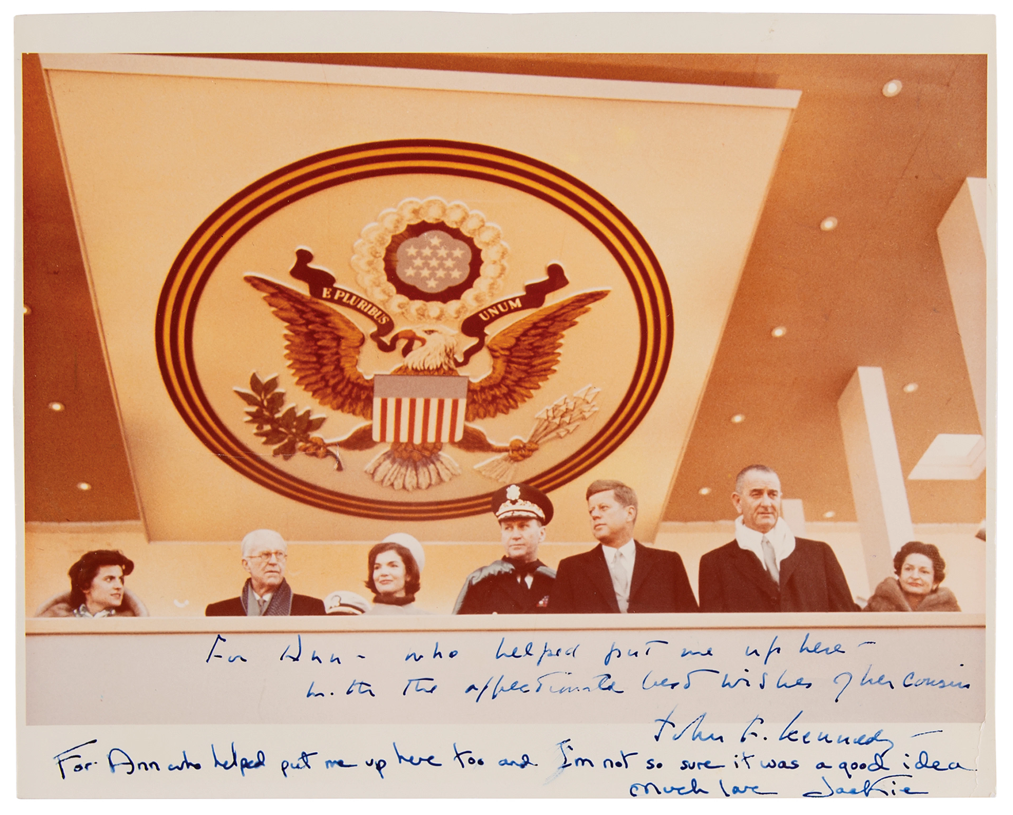 John F. Kennedy and Jacqueline Kennedy Signed Inaugural Photograph