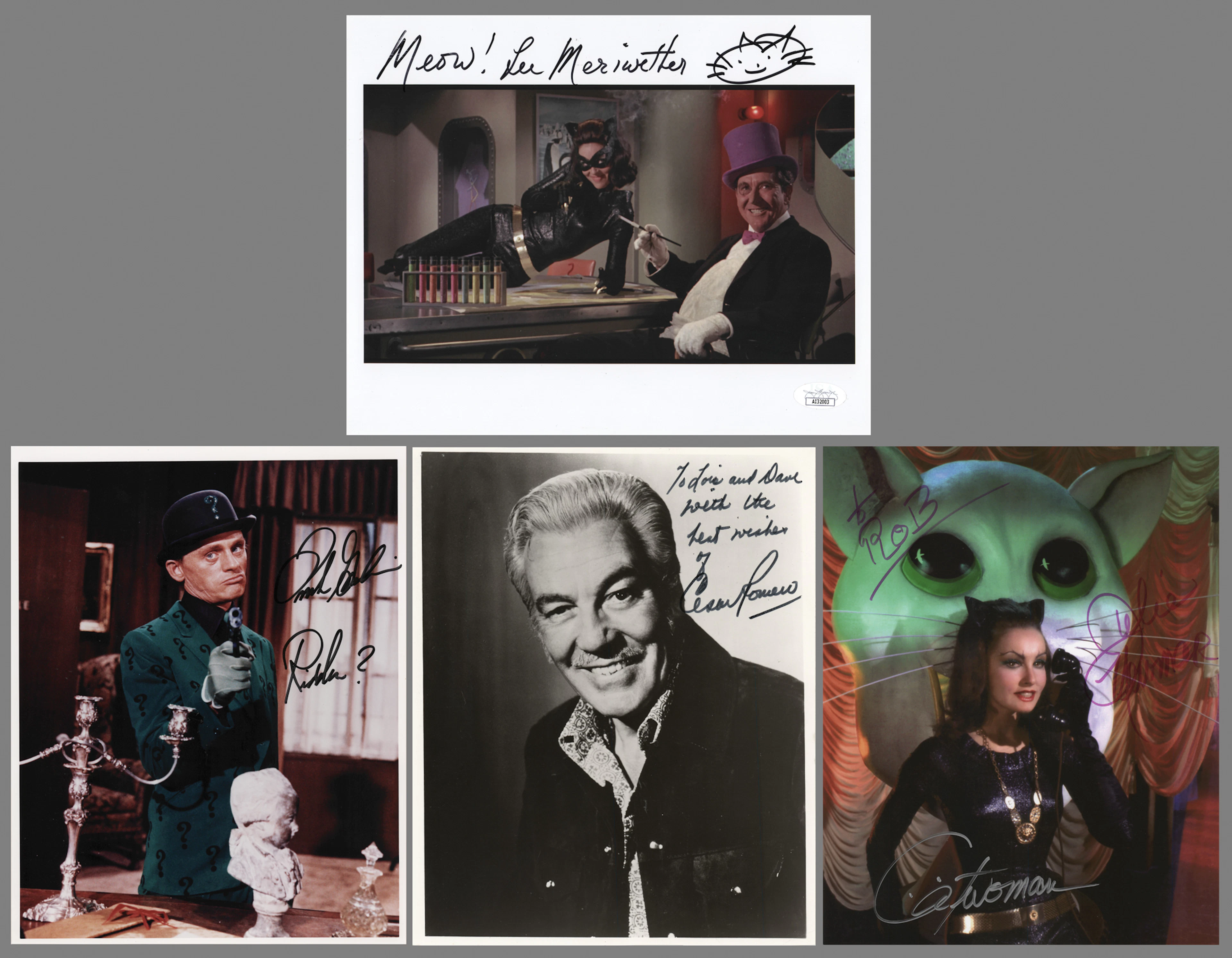 Batman (4) Signed Photographs - Frank Gorshin, Lee Meriwether, Julie