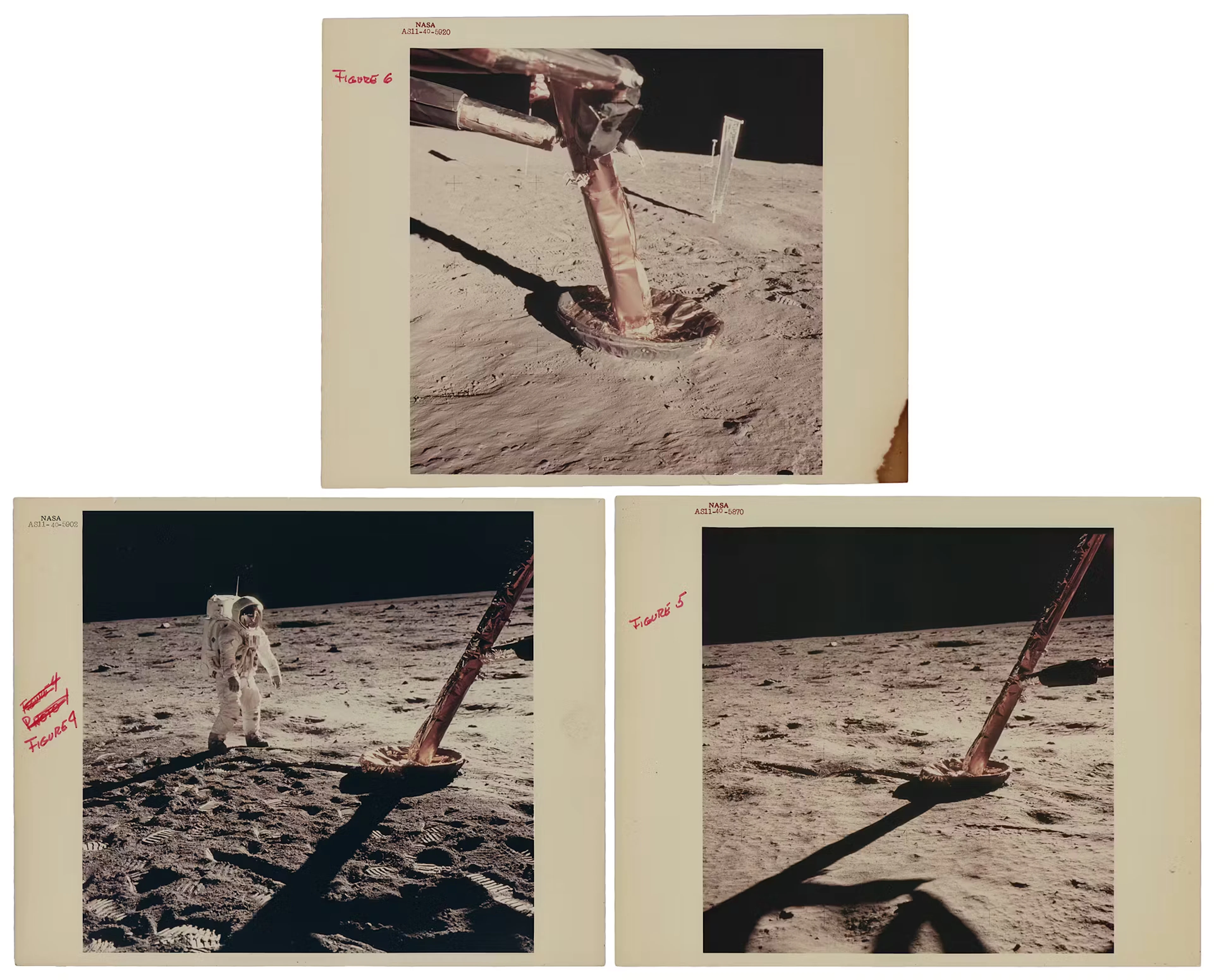 Apollo 11 Original 'Type 1' Photographs (3) - Buzz Aldrin and LM Footpads
