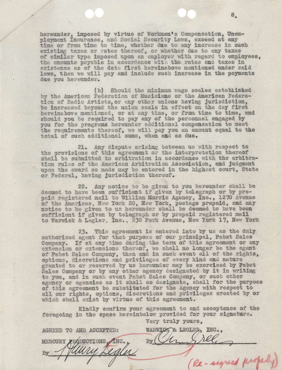 Orson Welles Document Signed for "Mercury Theatre on the Air"