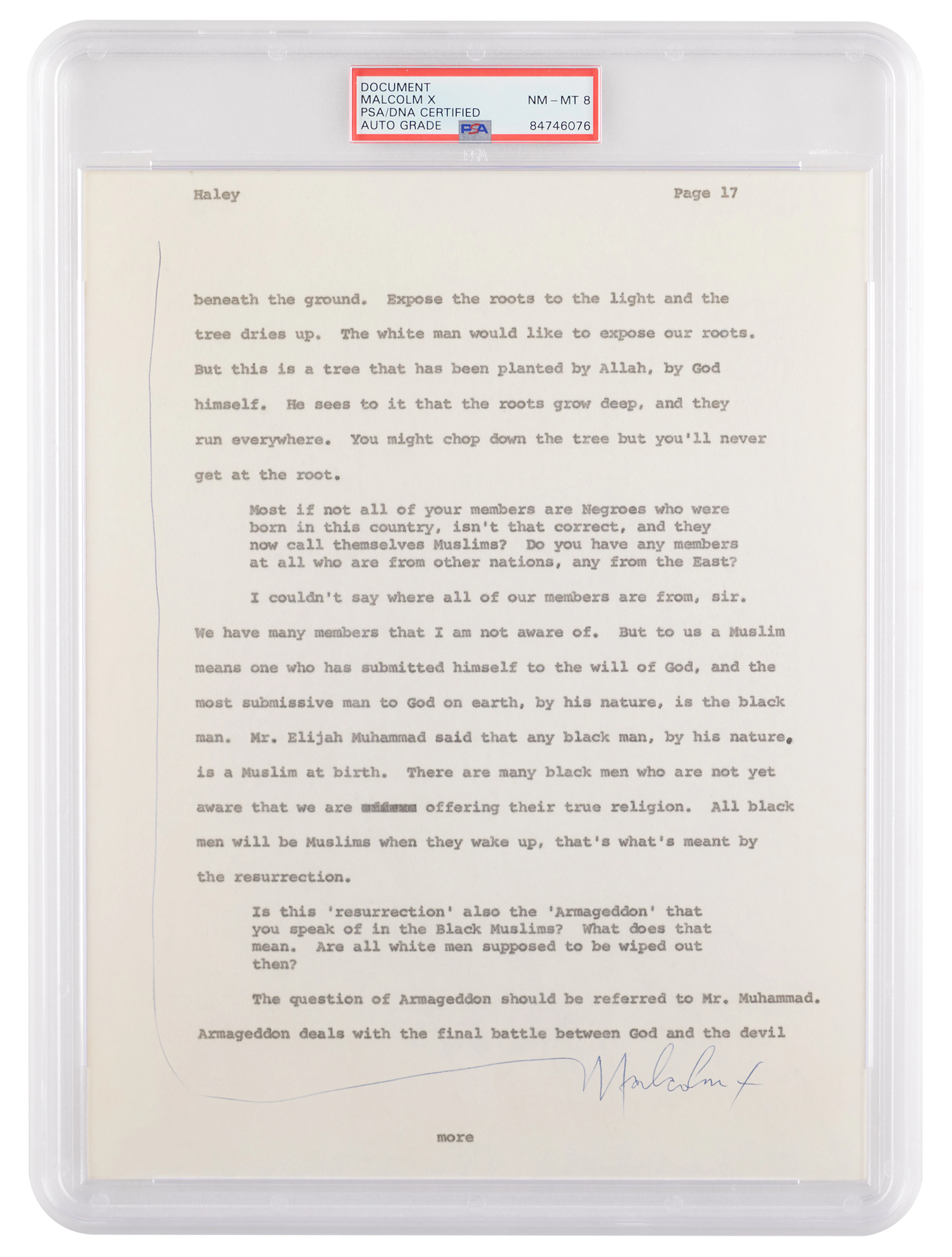 Malcolm X Signed Page for Alex Haley’s Playboy Interview - "The most