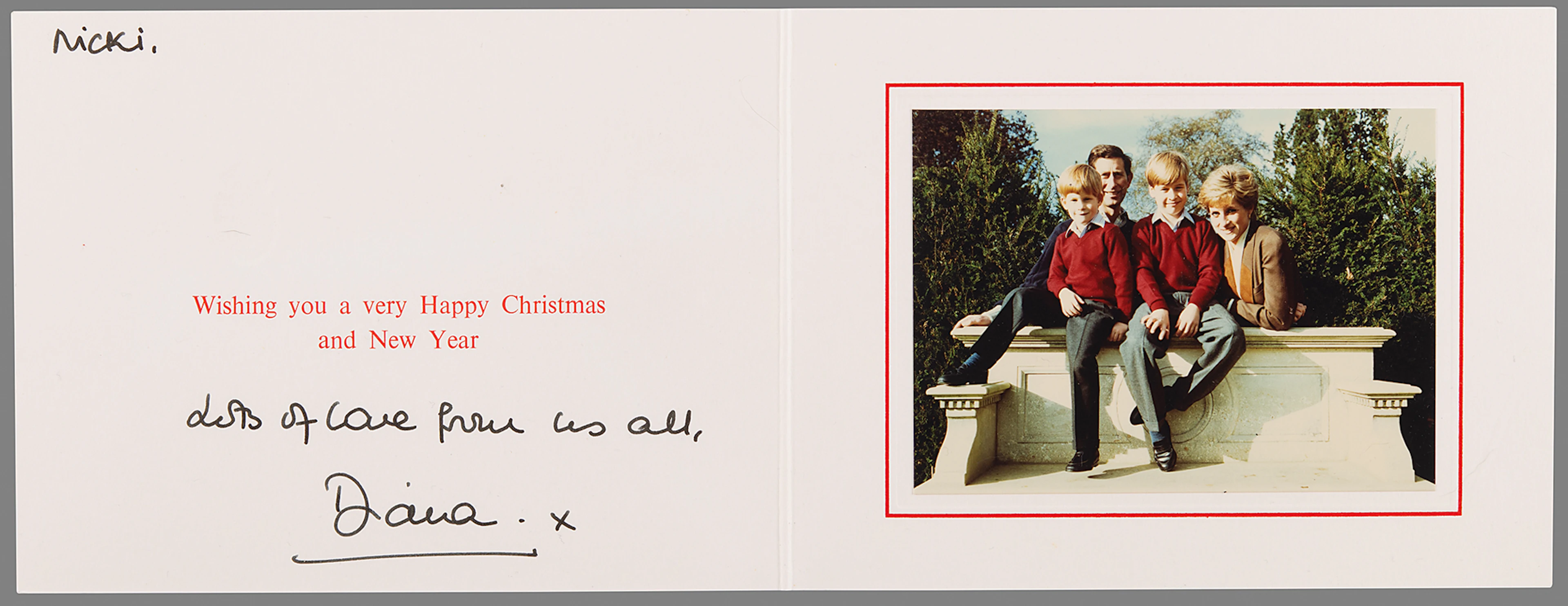 Princess Diana Signed Christmas Card (1990)
