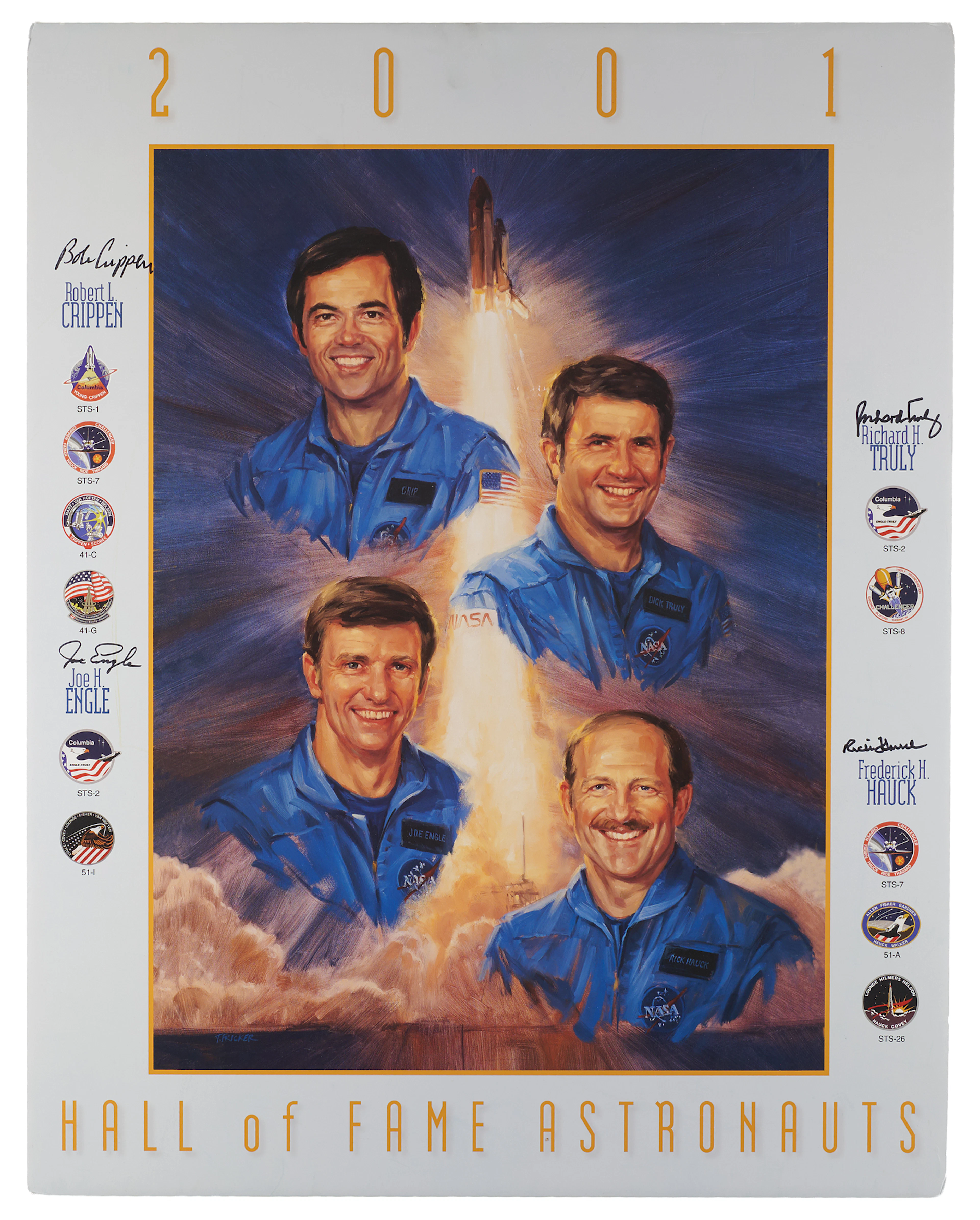 Astronaut Hall of Fame 2001 Inductees Multi-Signed Poster - Bob Crippen