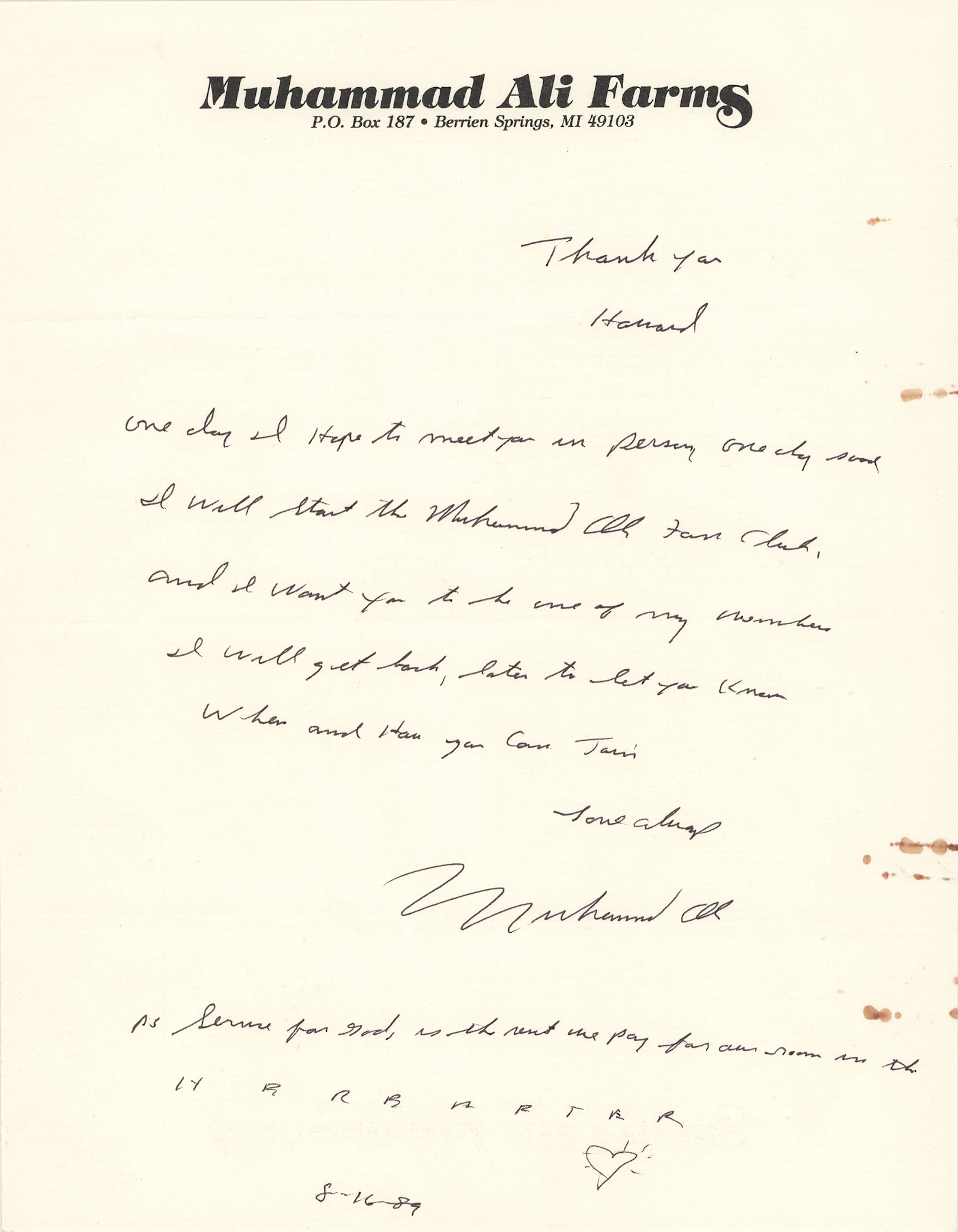 Muhammad Ali Autograph Letter Signed