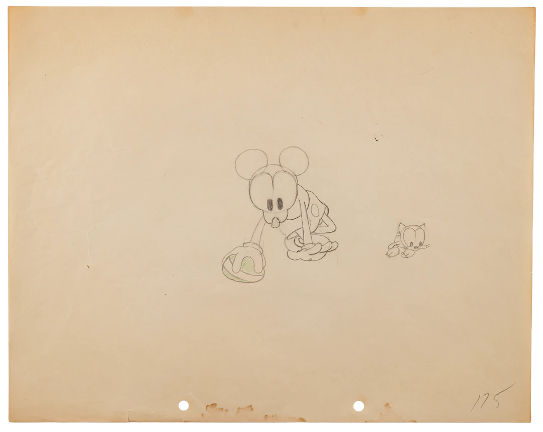 Mickey Mouse and Kitten production drawing from Mickey's Pal Pluto