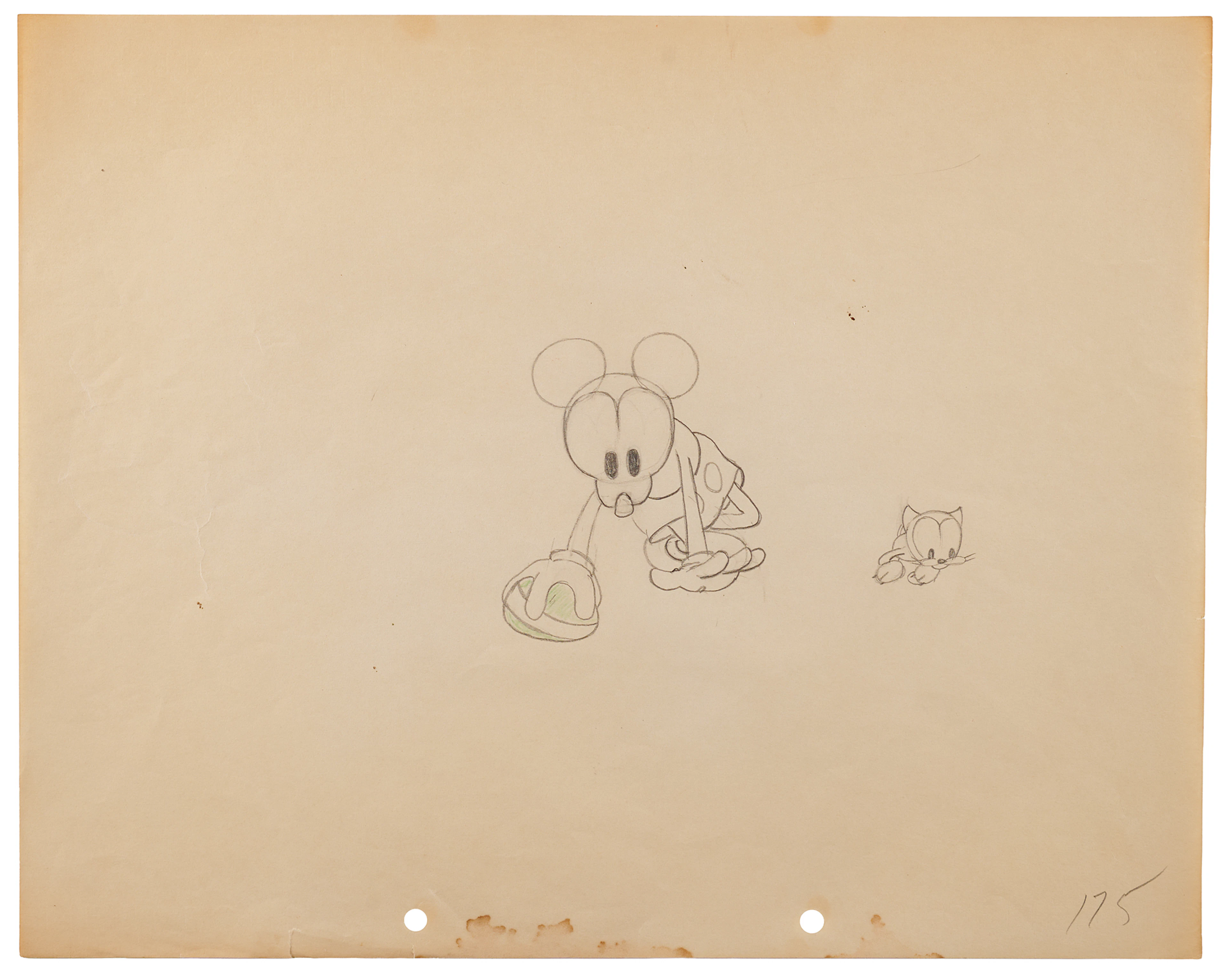 Mickey Mouse and Kitten production drawing from Mickey's Pal Pluto