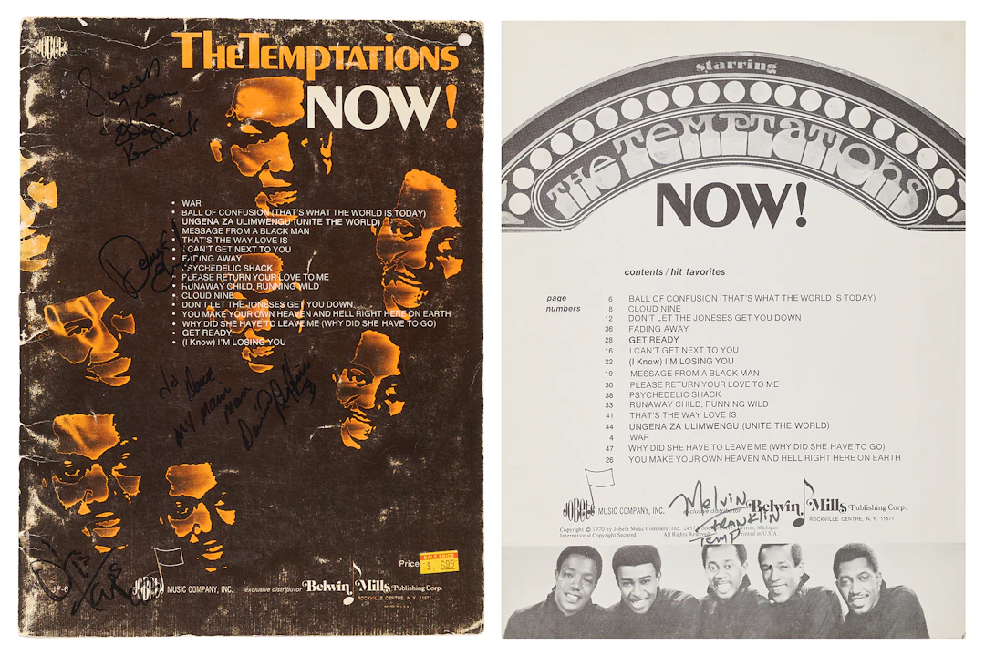 The Temptations Signed Sheet Music Book