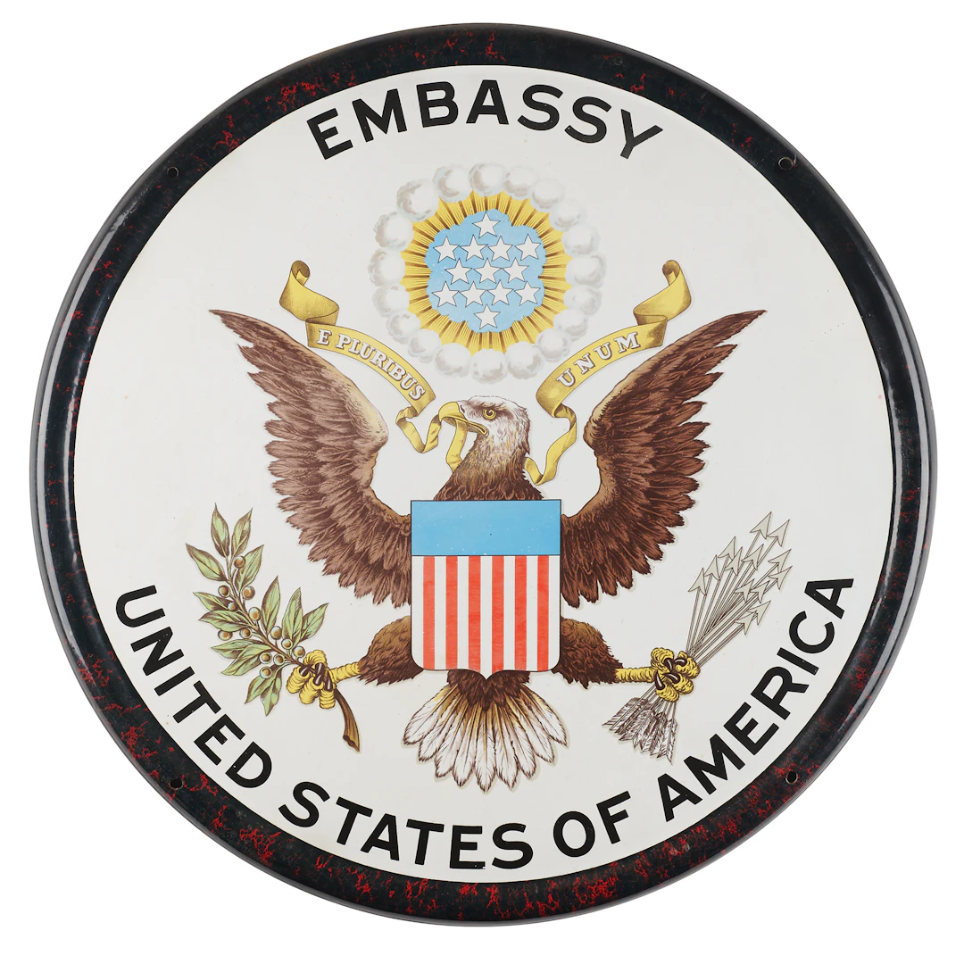 United States Embassy Oversized Porcelain Sign