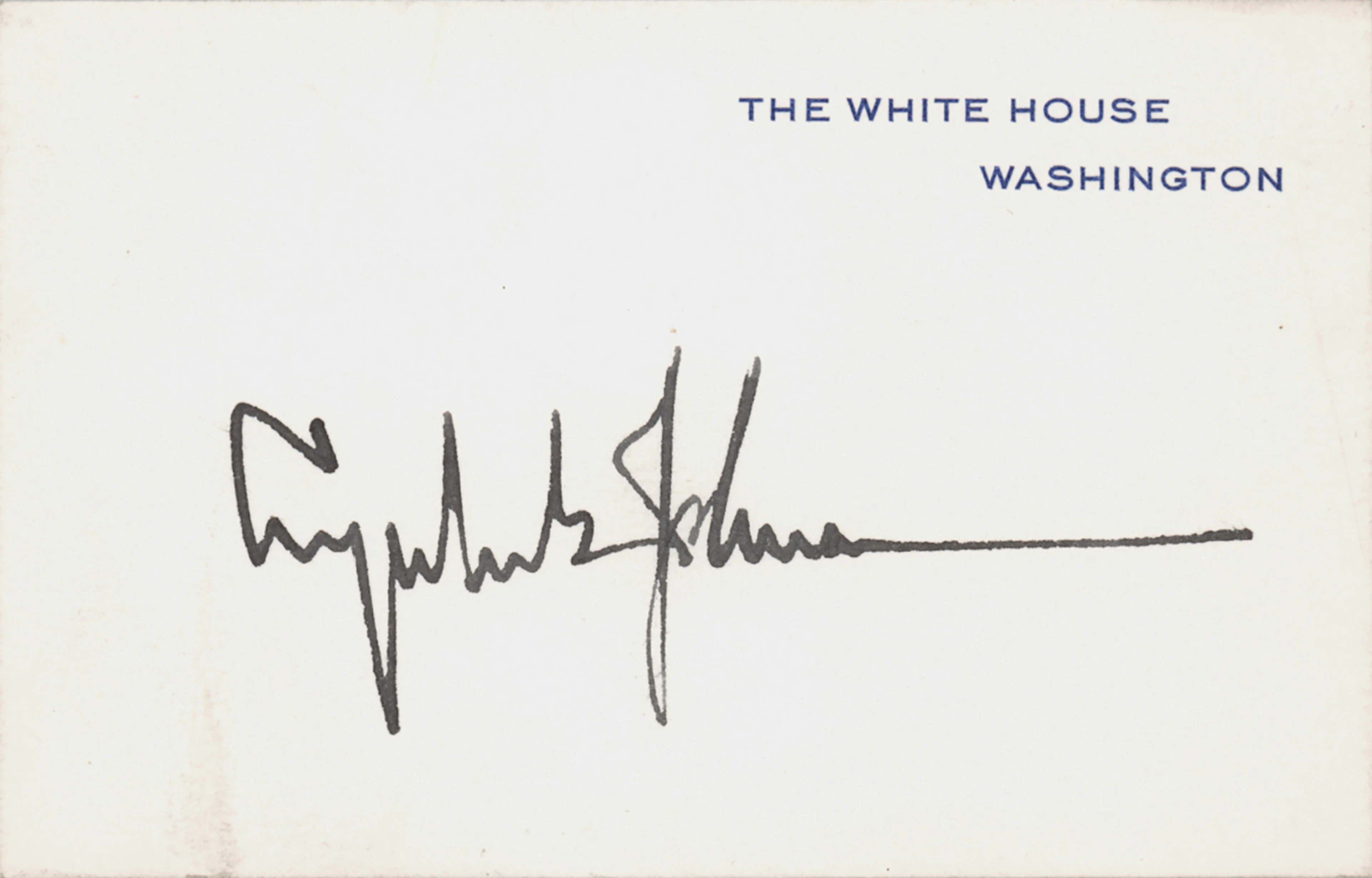 Lyndon B. Johnson Signed White House Card