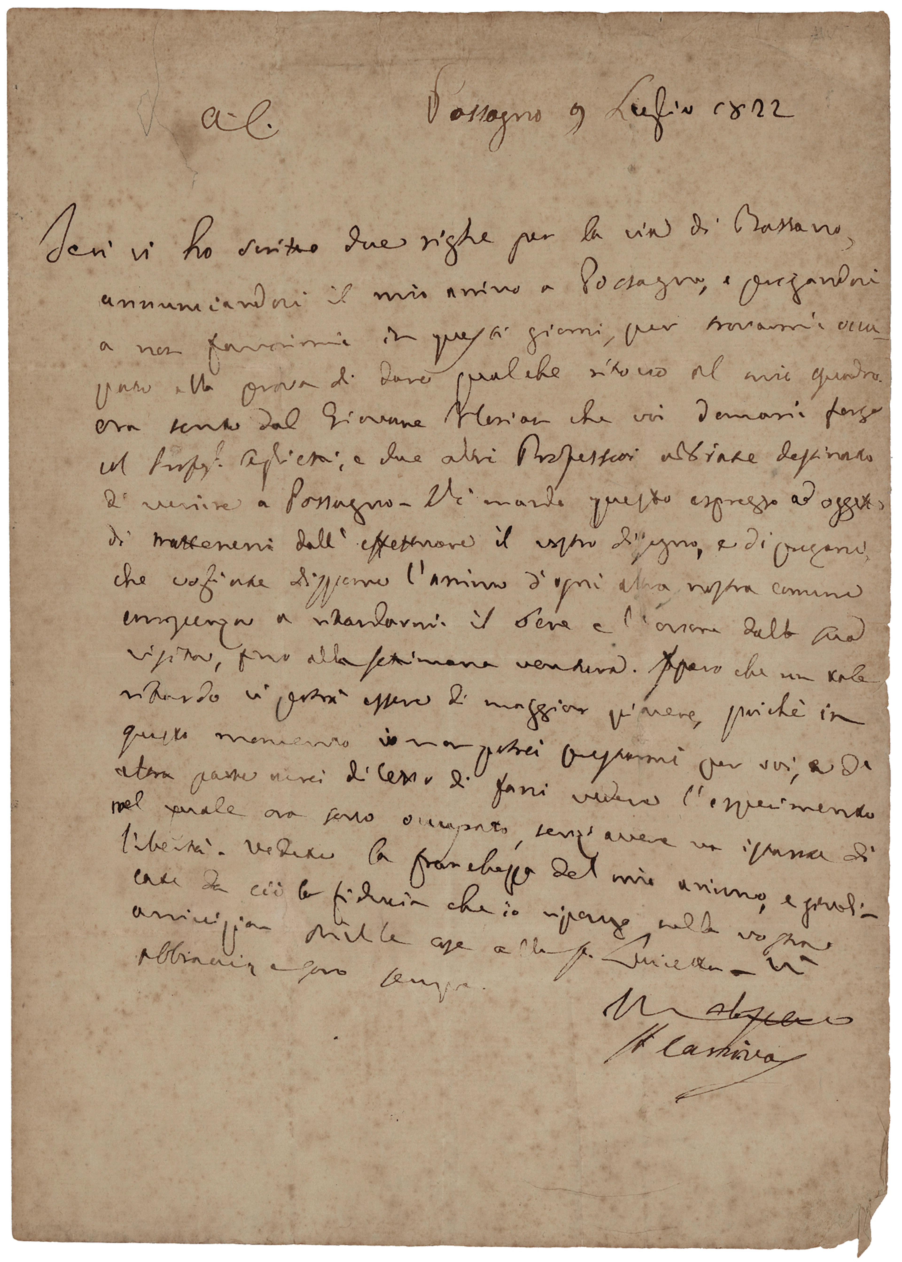 Antonio Canova Autograph Letter Signed