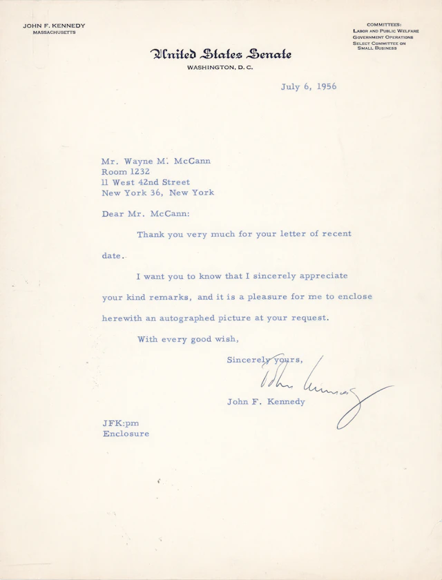 John F. Kennedy Typed Letter Signed