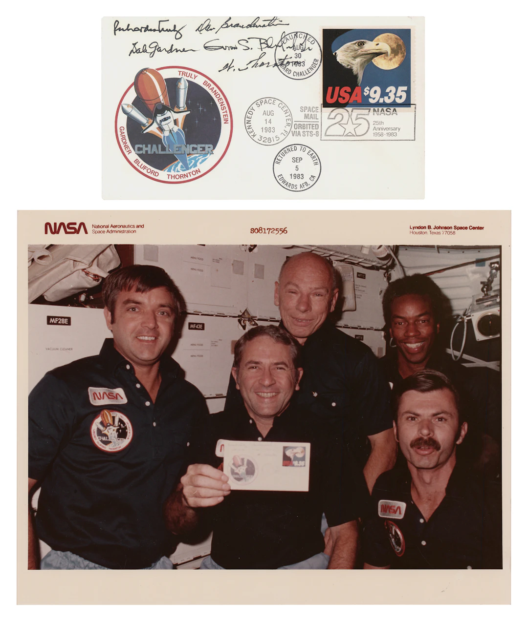 STS-8 Crew-Signed Flown Cover - 1 of 10 Examples - From the Personal