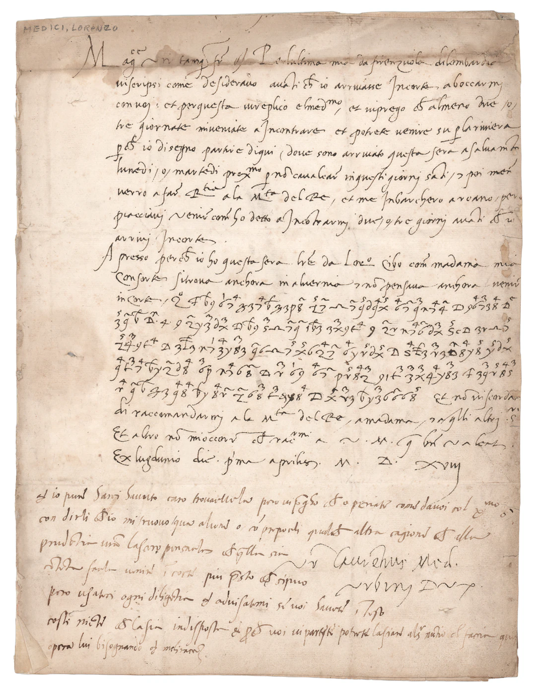 Lorenzo de Medici Handwritten Letter