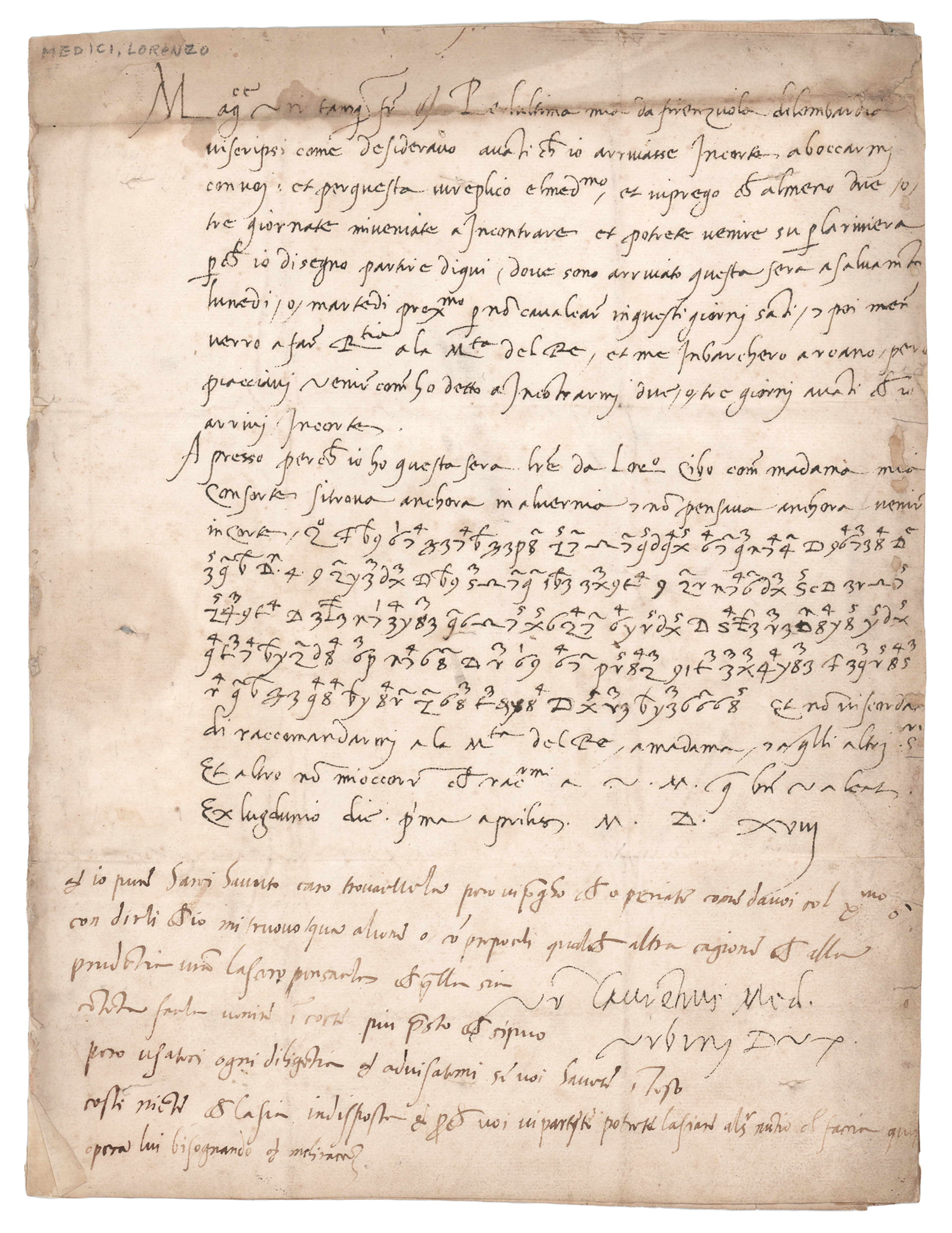 Lorenzo de Medici Handwritten Letter