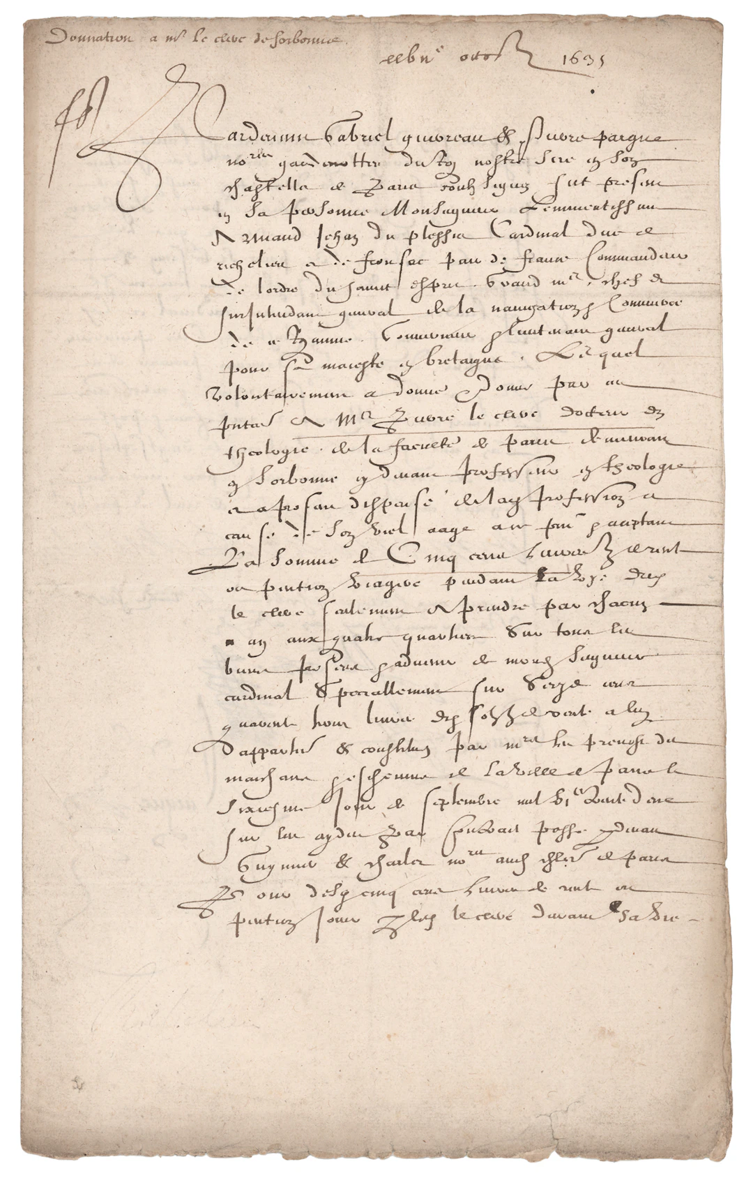 Cardinal Richelieu Document Signed, Granting a Pension to a Professor