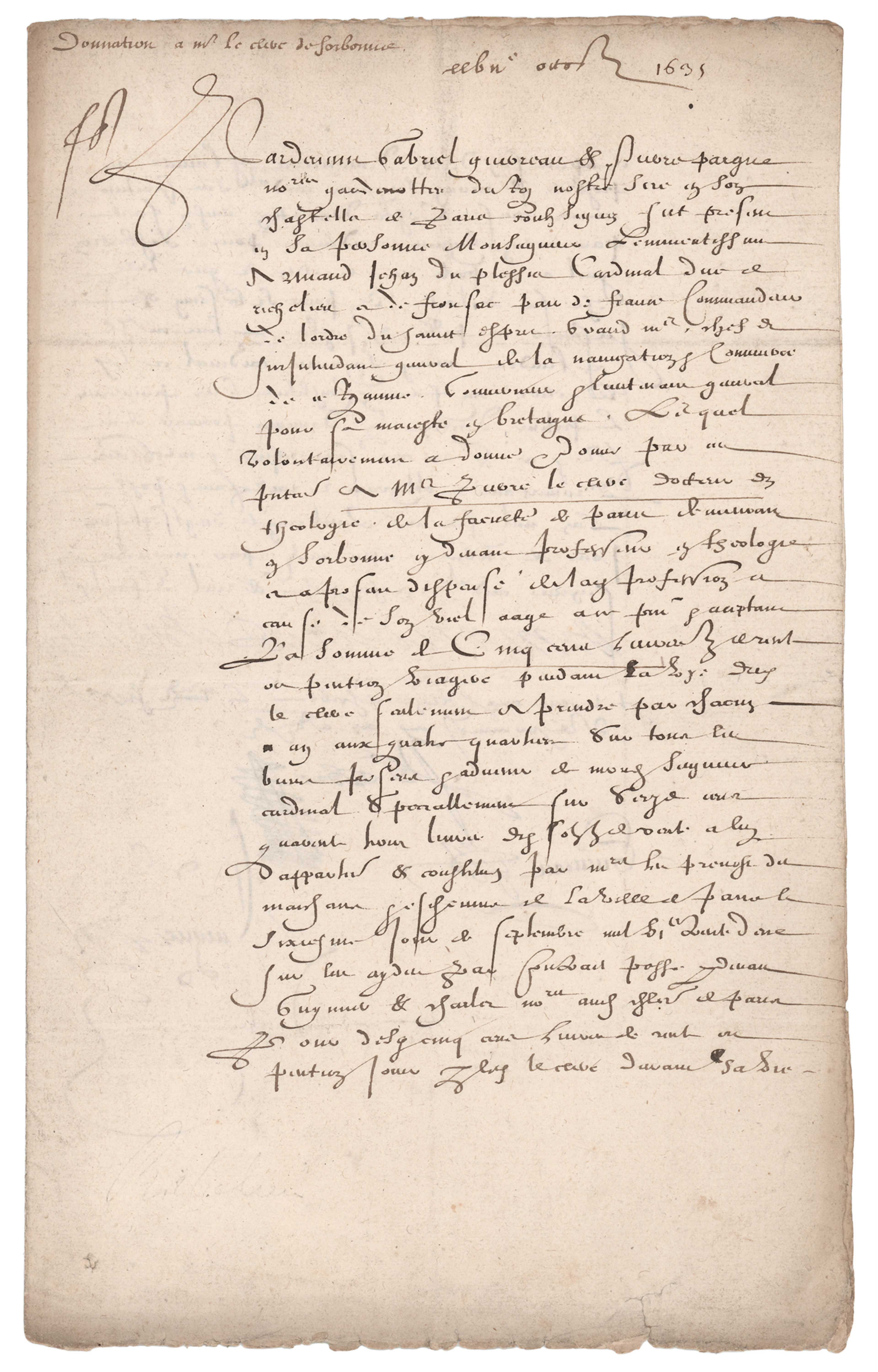 Cardinal Richelieu Document Signed, Granting a Pension to a Professor