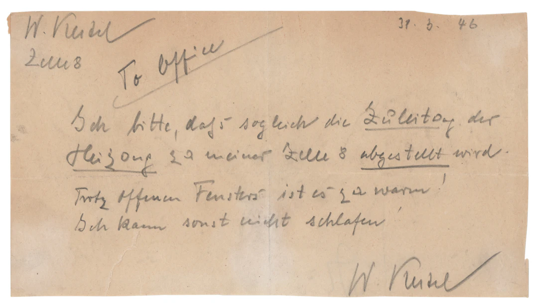 Wilhelm Keitel Autograph Letter Signed Twice from Nuremberg Prison