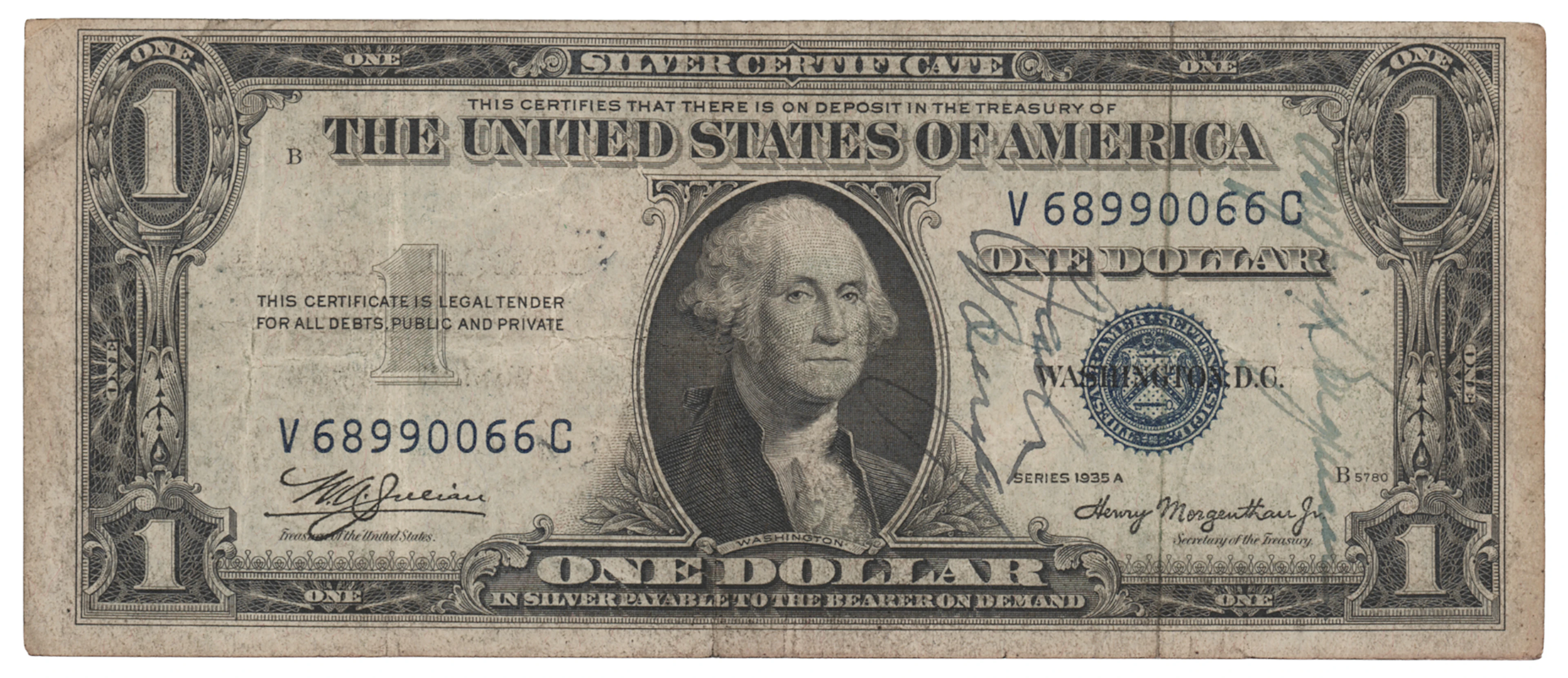 Ingrid Bergman and Jack Benny Signed $1 Dollar Bill
