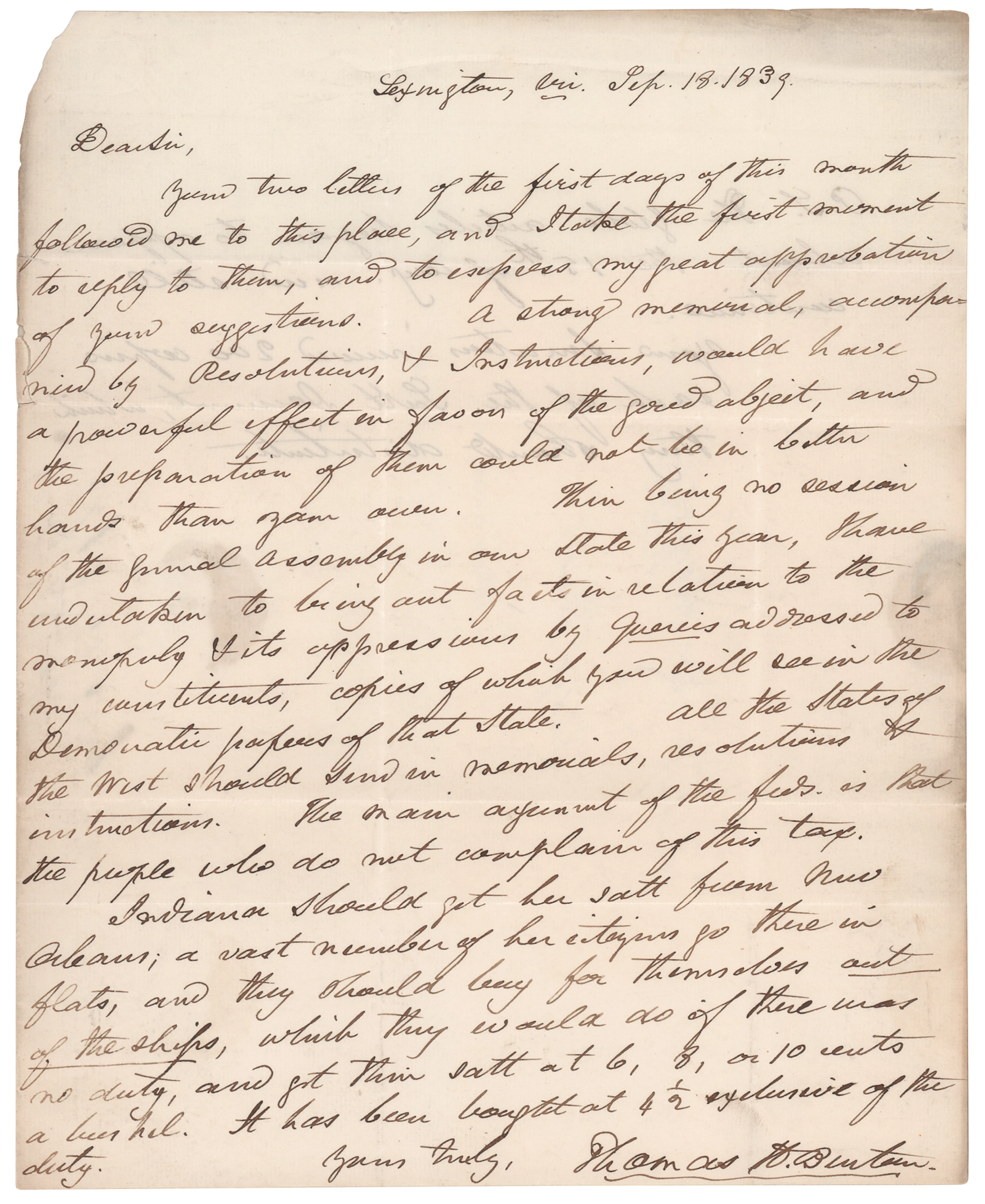 Thomas Hart Benton Autograph Letter Signed: "All the States of the
