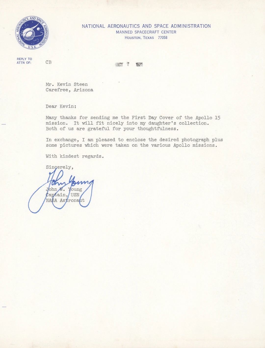 John Young Typed Letter Signed