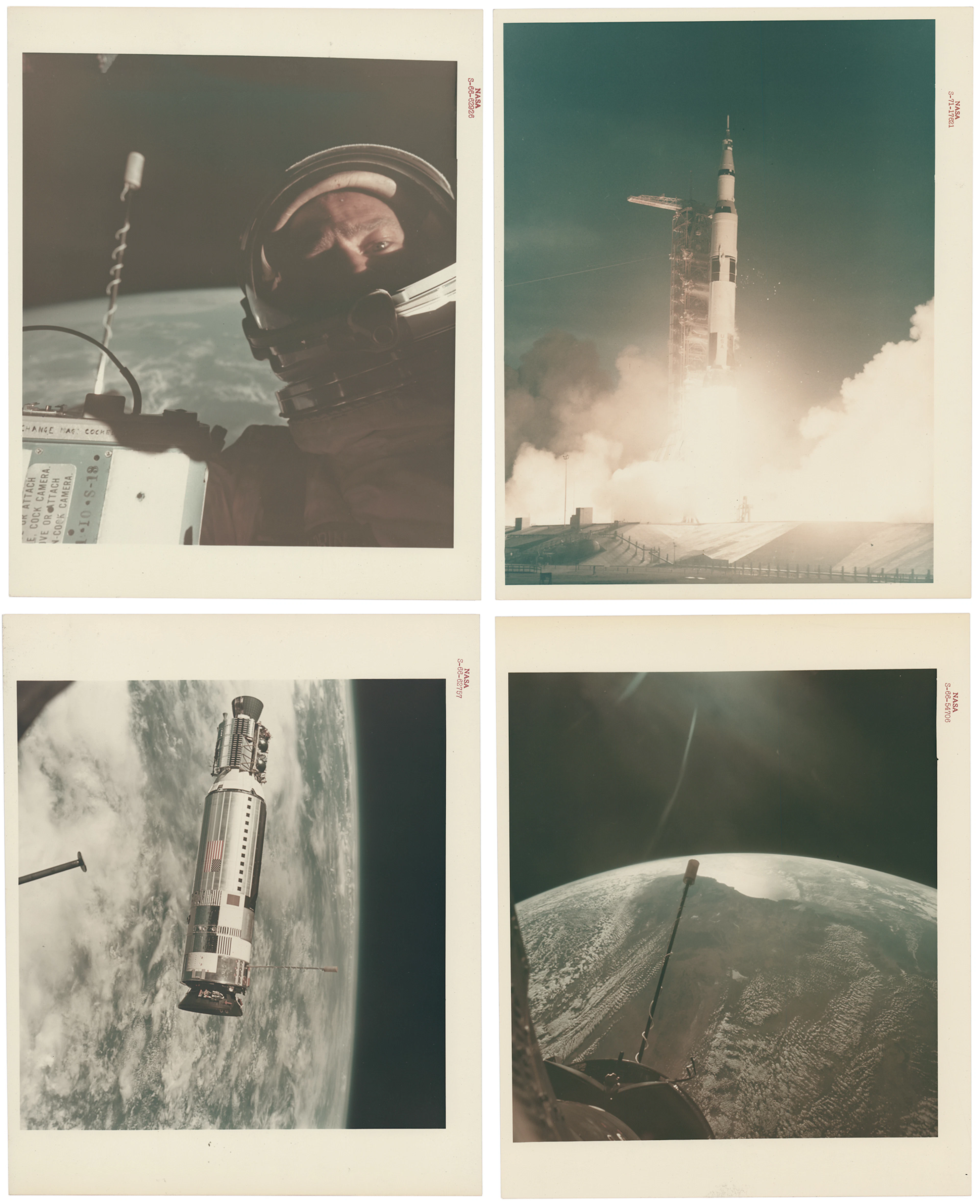 NASA (4) Original Red-Numbered Photographs for Gemini 11, Gemini 12