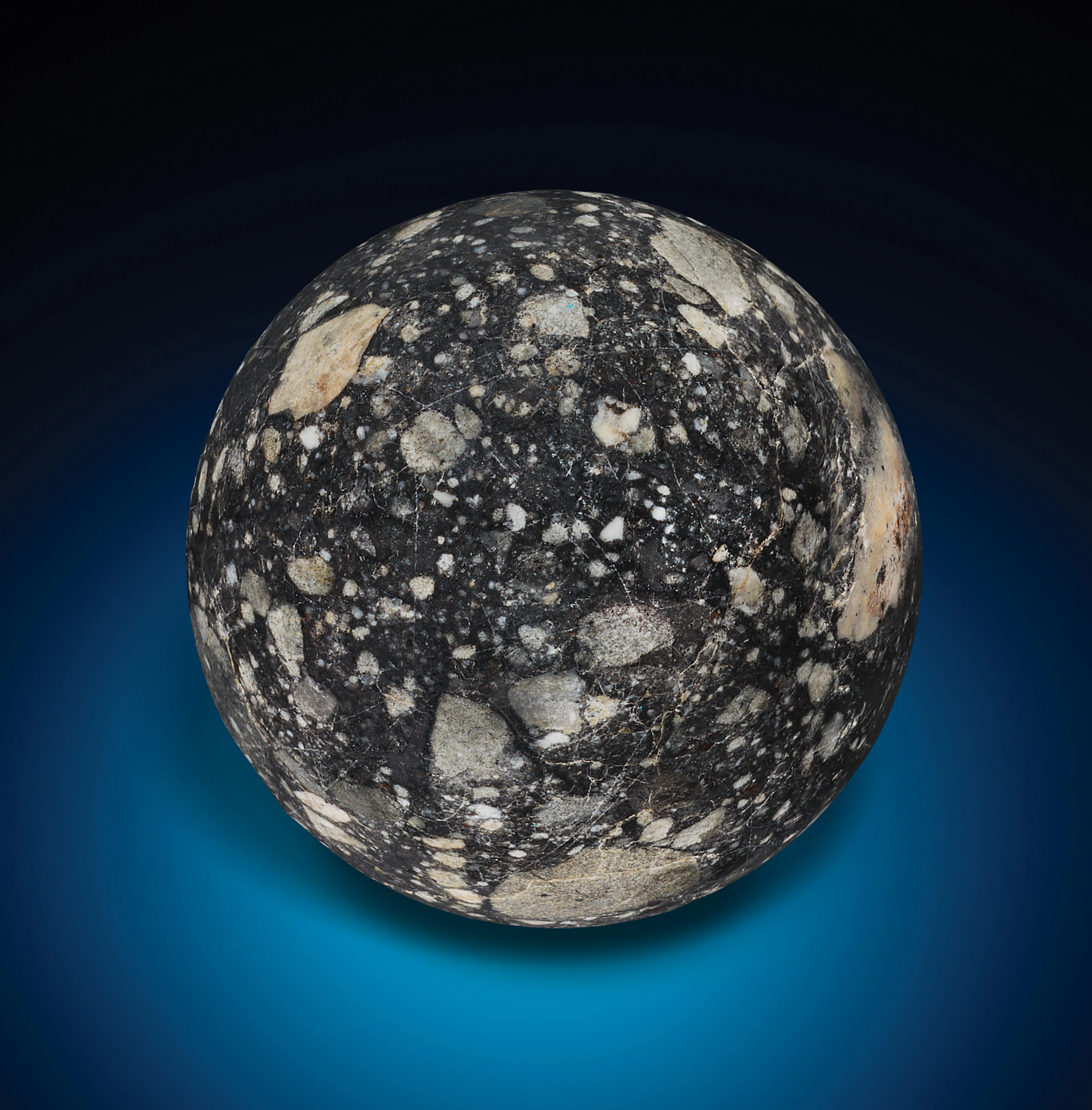 NWA 12691 — Lunar Meteorite Rendered as a 2˝ Sphere