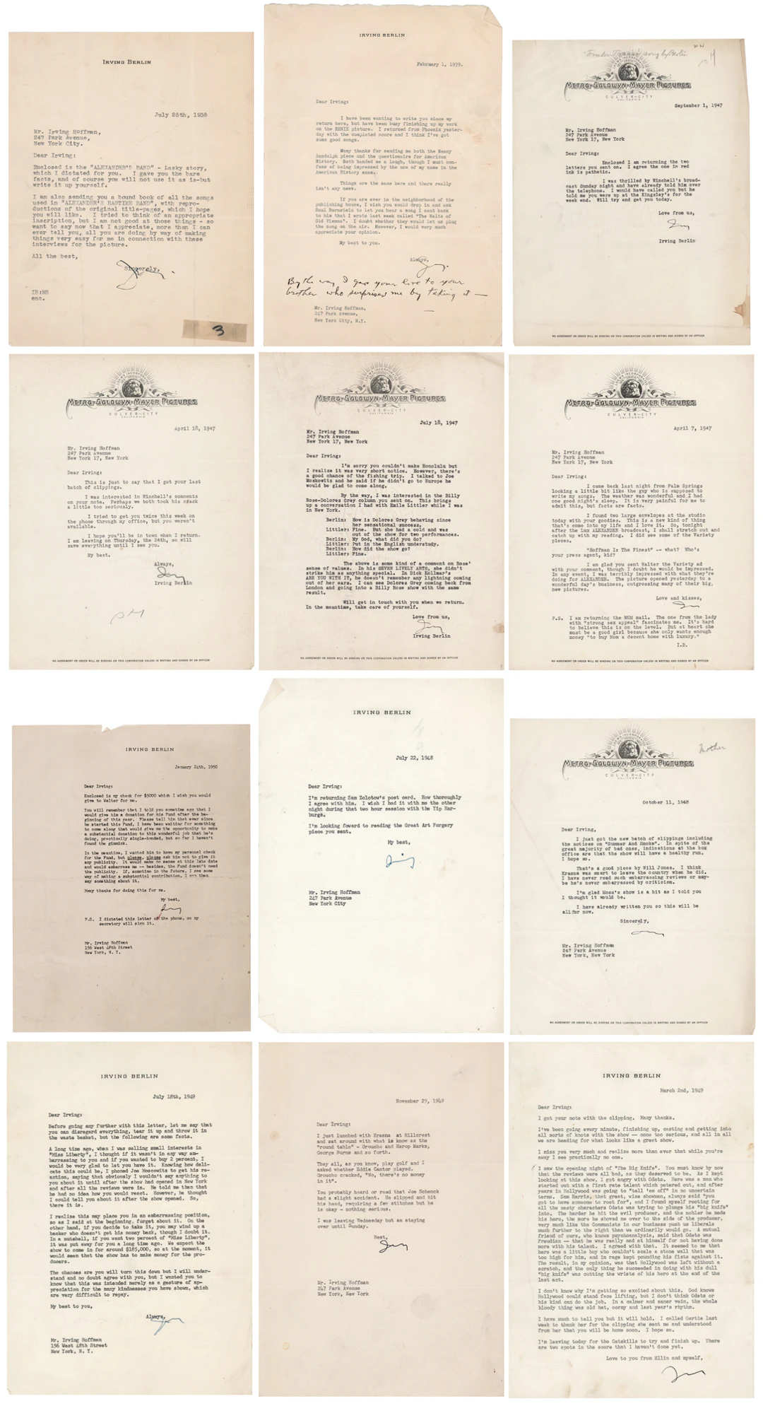 Irving Berlin Archive of (24) Signed Letters, (3) Albums, and (1)