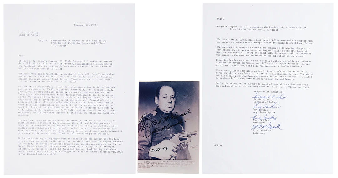 Kennedy Assassination: Souvenir Typescript Signed by the (4) Captors