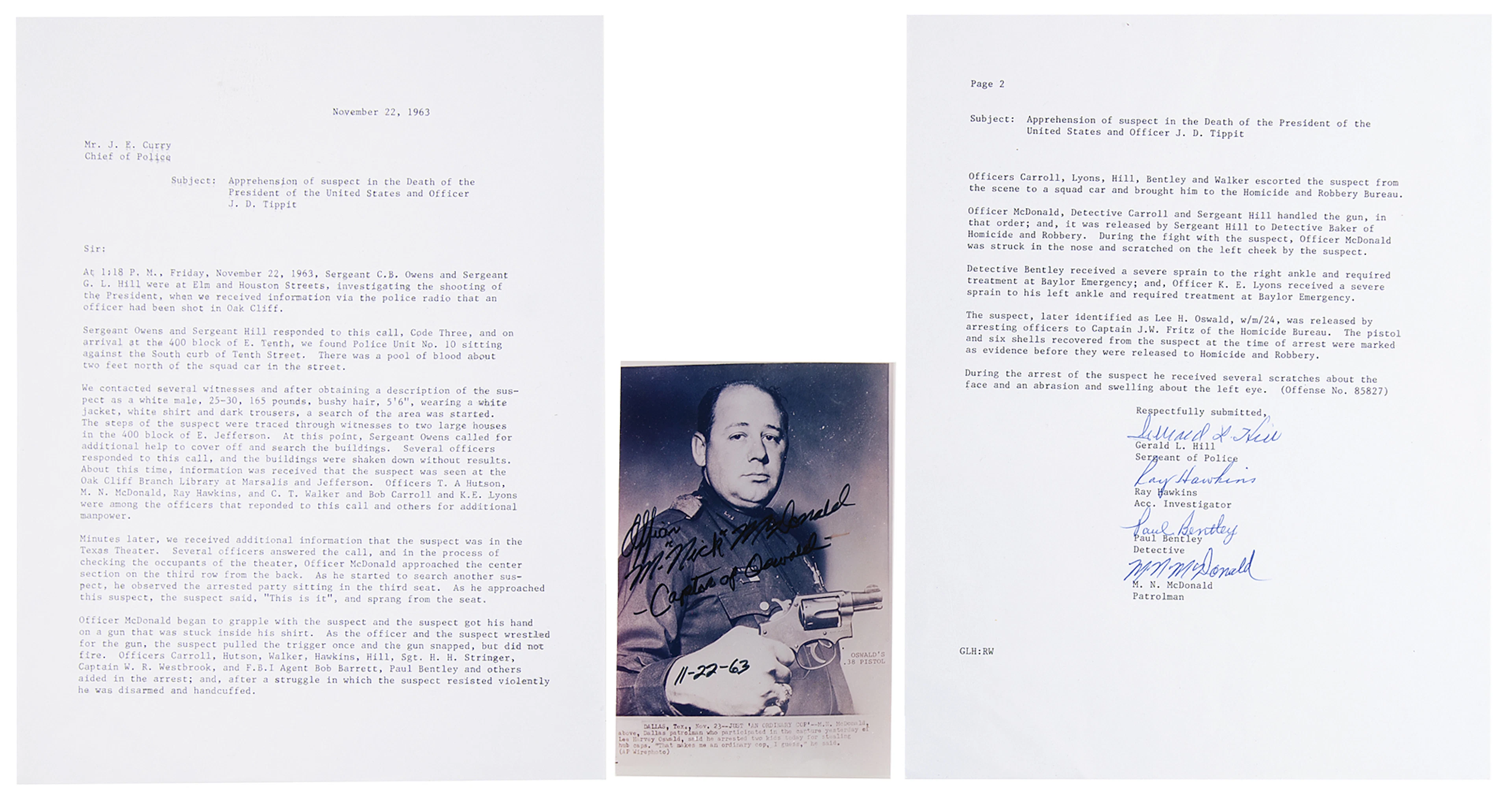 Kennedy Assassination: Souvenir Typescript Signed by the (4) Captors