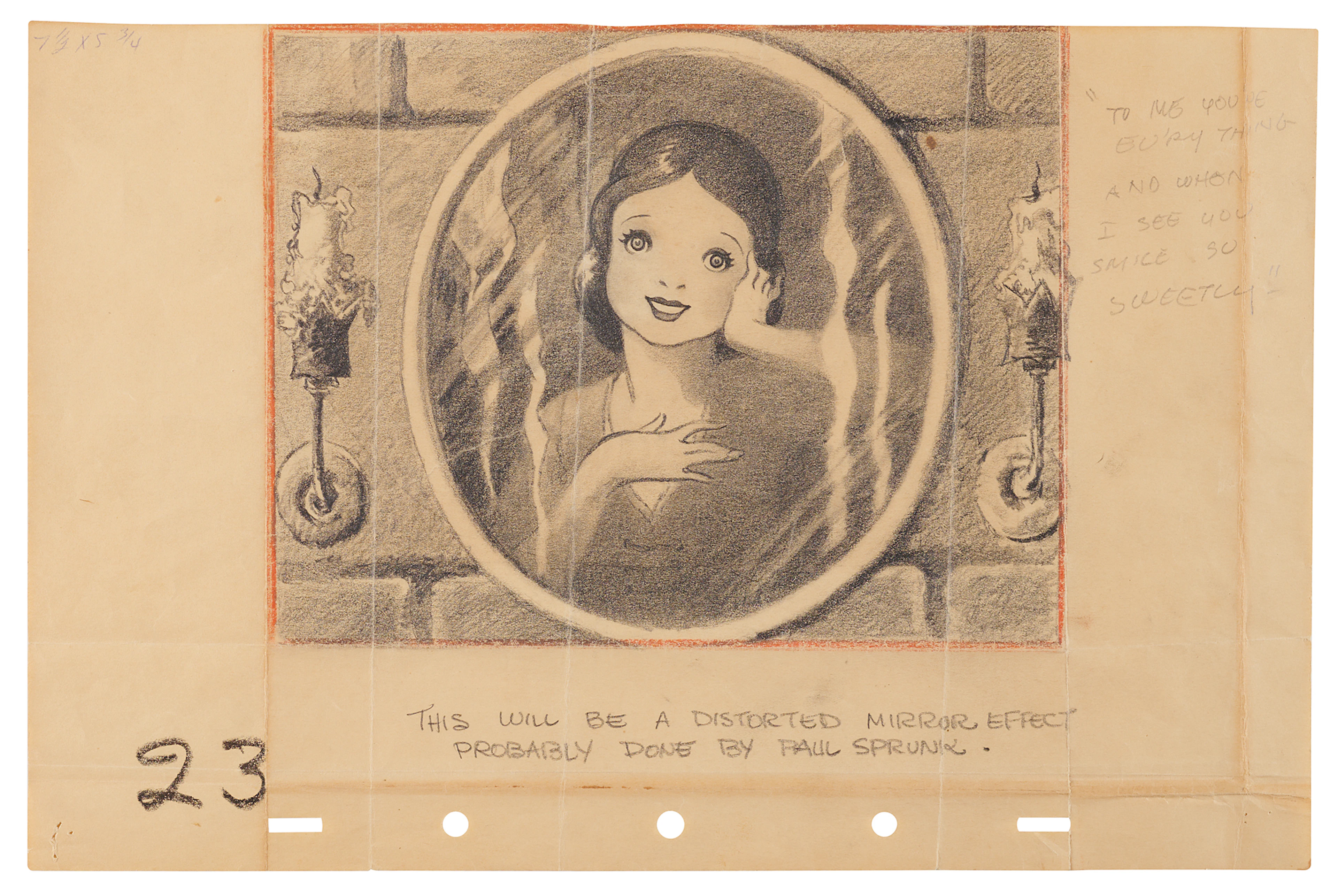 Snow White concept storyboard drawing from Snow White and the Seven Dwarfs