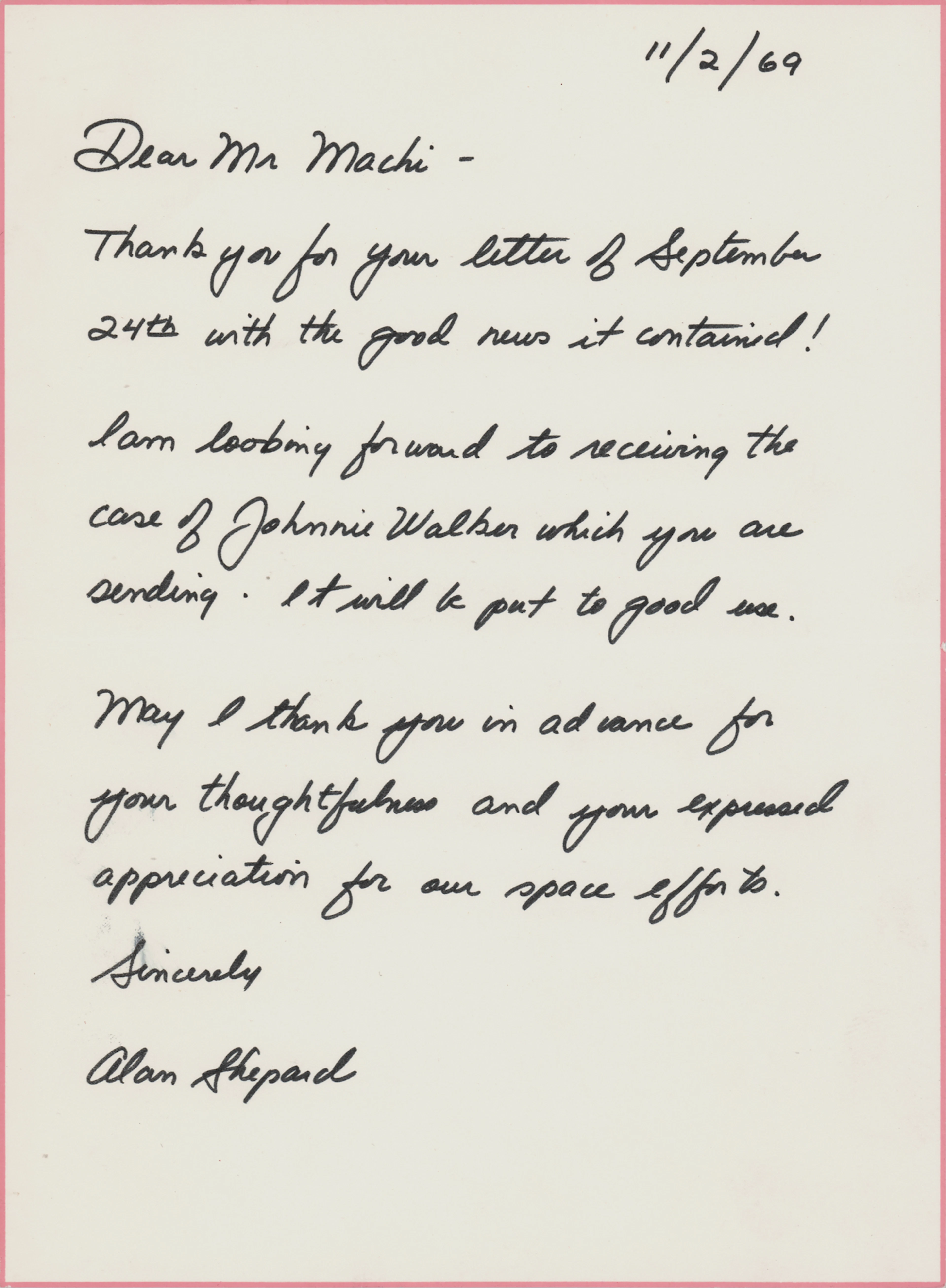 Alan Shepard Autograph Letter Signed