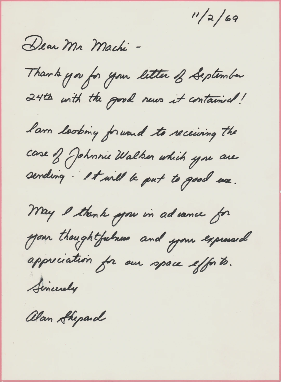 Alan Shepard Autograph Letter Signed