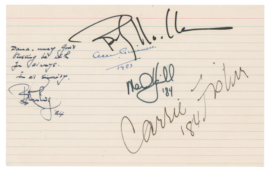 Star Wars (5) Signatures with Carrie Fisher, Mark Hamill, and Alec Guinness