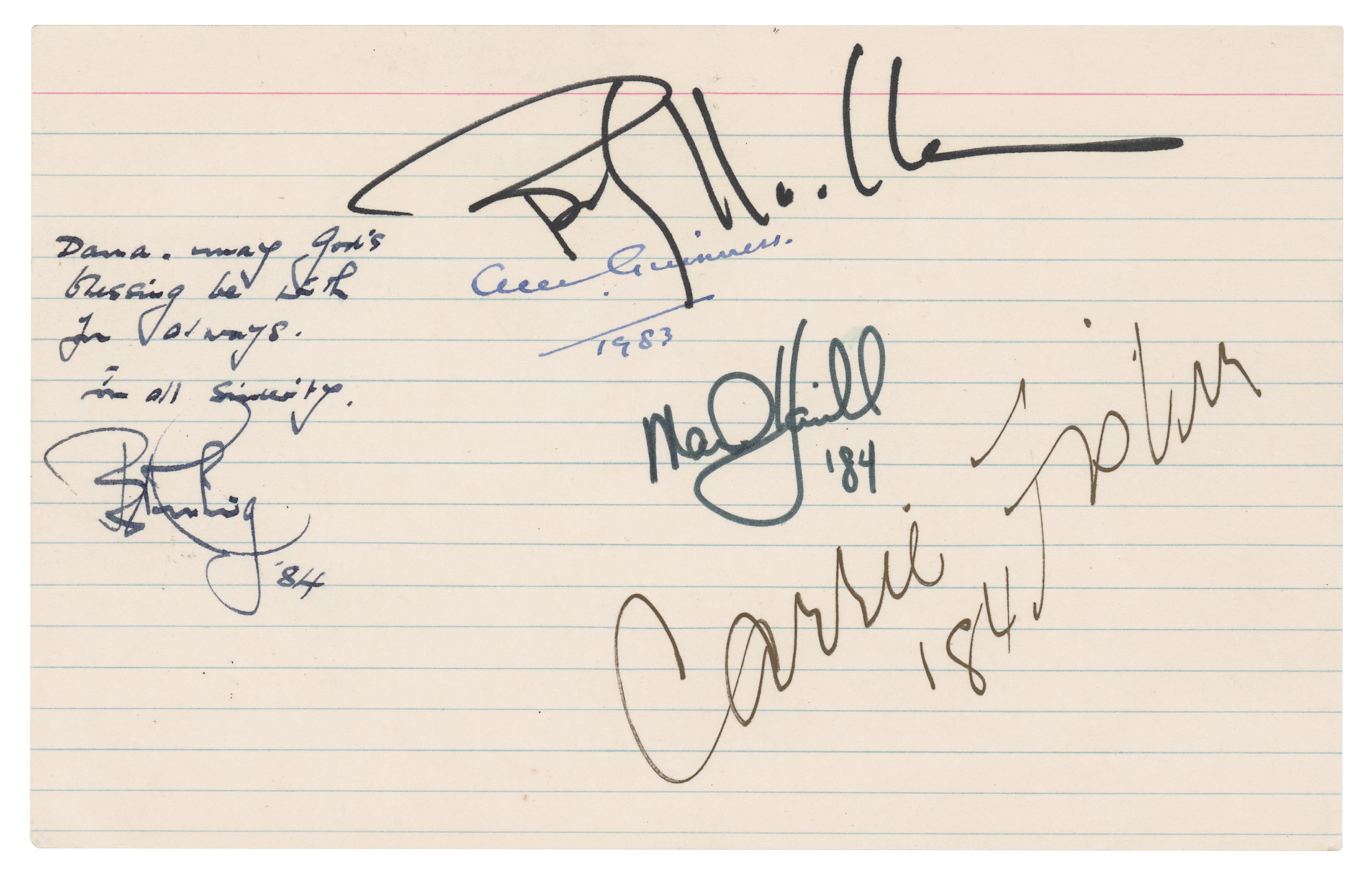 Star Wars (5) Signatures with Carrie Fisher, Mark Hamill, and Alec Guinness