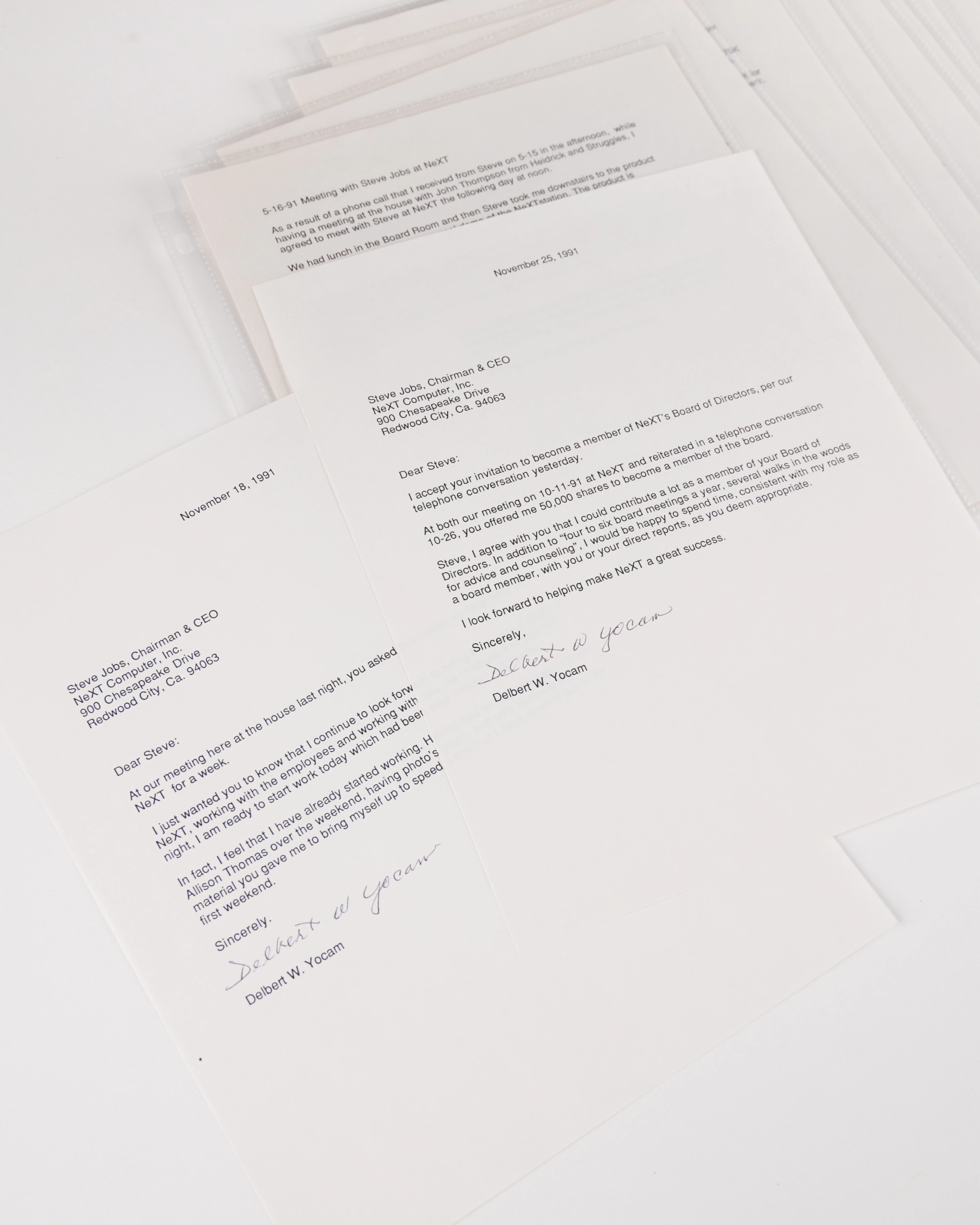 Del Yocam's Archive of Typed Meeting Notes and Letter Drafts to Steve